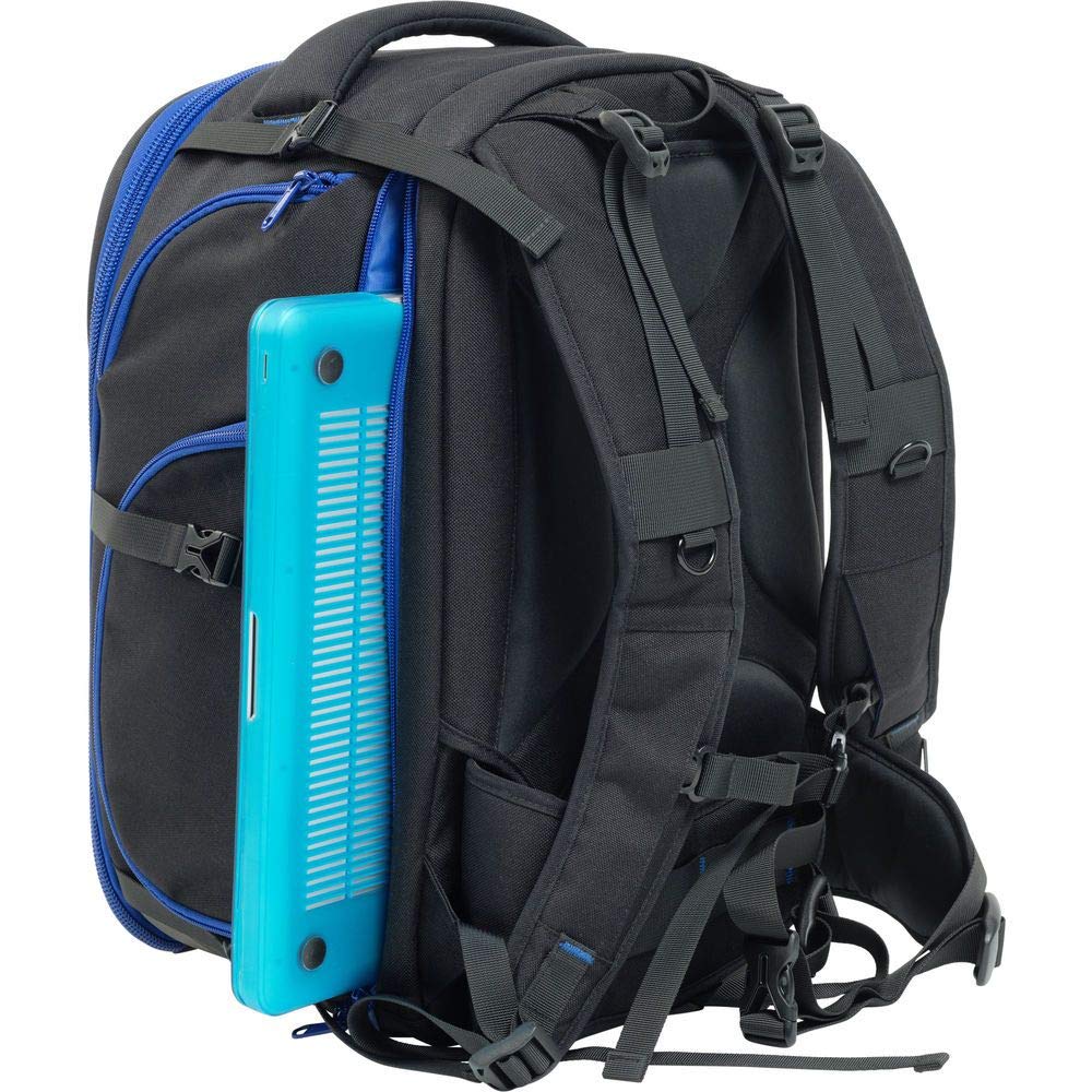 Mochila run&gunBackpack Large negra y azul funda para Blackmagic URSA Broadcast 2