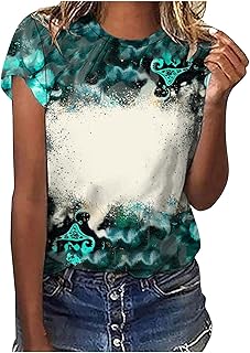 Ceboyel Womens Bleached Sublimation Blanks Shirts Leopard Graphic Tees Tops Short Sleeve Polyester Tshirts Cute Items Clothes