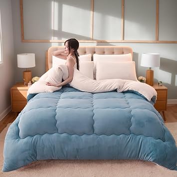 King Size Comforter Set - Fuzzy Fluffy Faux Fur Bed Comforter For Winter - All Season Soft Cozy Plush Comforter BedE,150 * 200cm/2.5kg