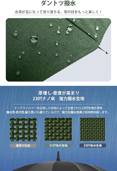 傘 メンズ 長傘 【高強度16本骨・超大サイズ】 直径115cm ジャンプ傘 大きい 230T超撥水 雨傘 丈夫なグラスファイバー 耐風傘 ワンタッチ 自動開け 埋め込みボタン 晴雨兼用 紳士傘 軽量 メンズ レディース 豪雨 梅雨対策 台風対応 男 - 4