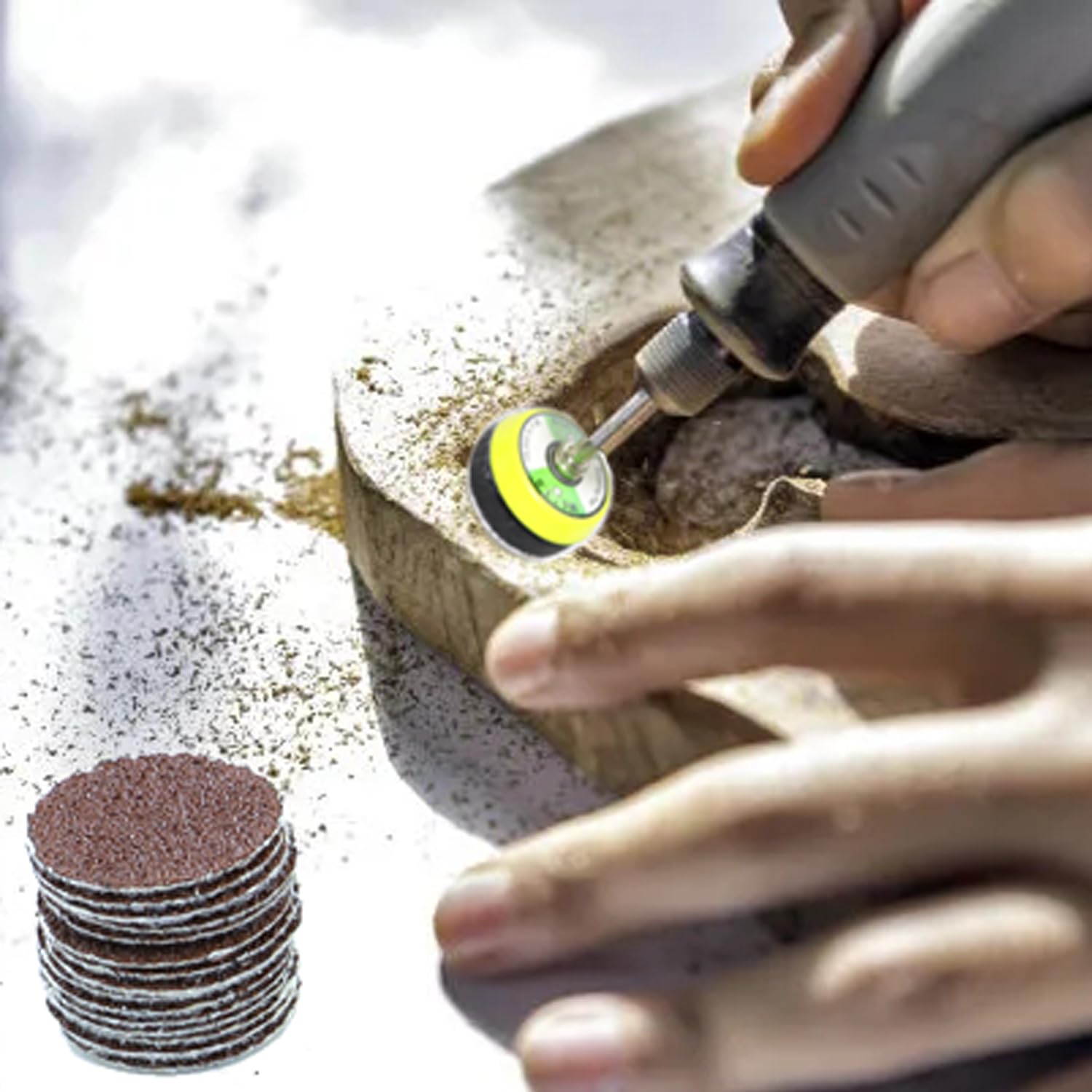 100pcs 1inch 60 Grit Hook and Loop Sandpapers Sander Disc Sanding for Drill Grinder Rotary Tools