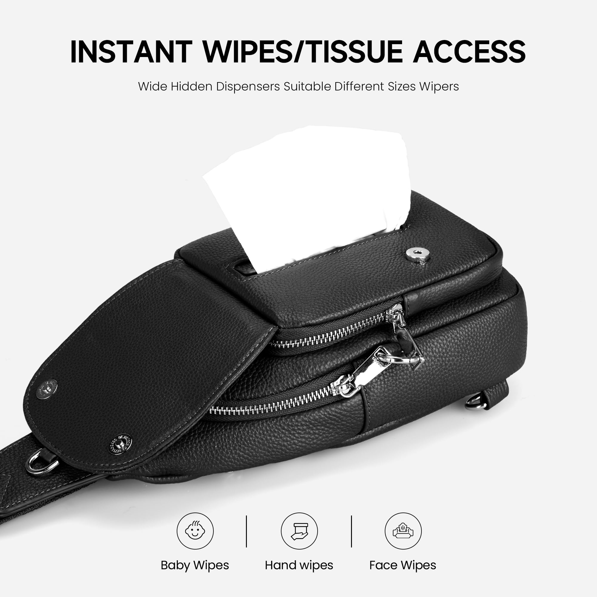 befen Antykradzieżowa torba na ramię z prawdziwej skóry dla kobiet, RFID, mała torba crossbody, torba na klatkę piersiową, skórzana saszetka na podróż