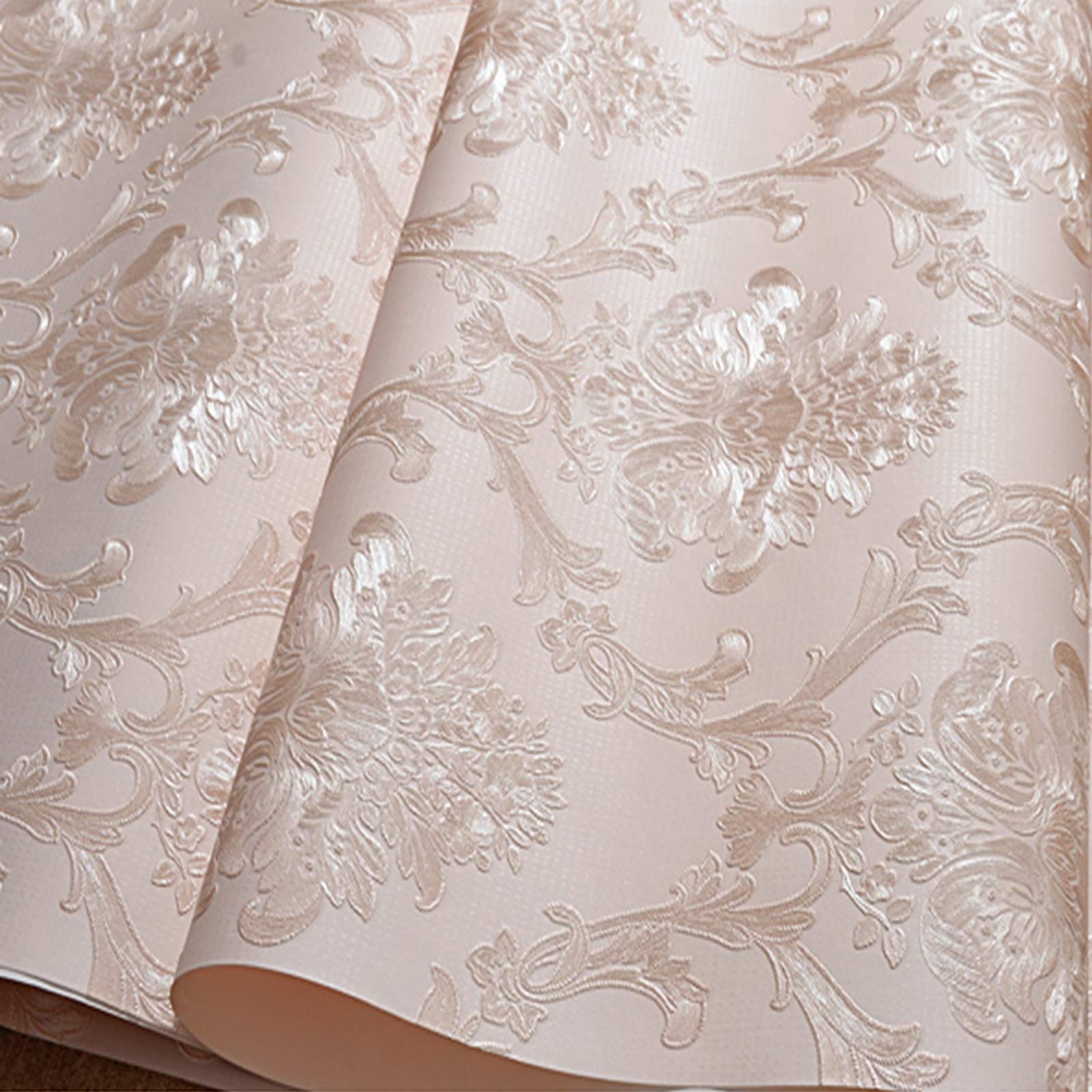 Carta da parati Carta Da Parati Autoadesiva Di Raso Rosa Europeo Fiore 3D Carta Da Parati Non Tessuta, Facile Da Pulire, 0.53x3m / 0.53x6m / 0.53x9m (Size : 0.53X6M)