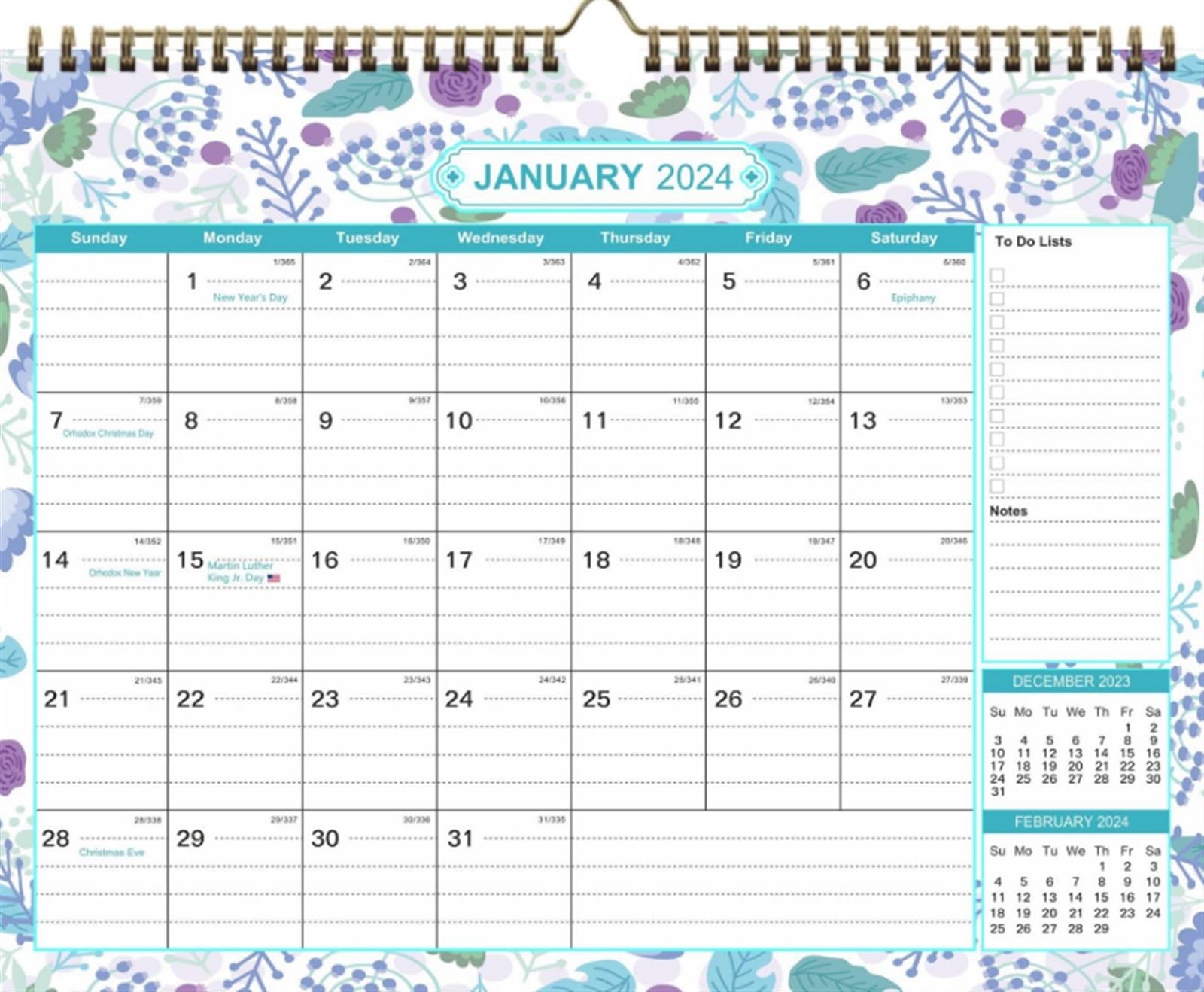 Familienplaner Kalender 2024 Wandkalender 2024 DEZ. 2024, Dickes Papier, Perfekt Für Die Planung In Schule, Büro Und Zuhause Kalender 2024 (Color : A, Size : 3pcs)