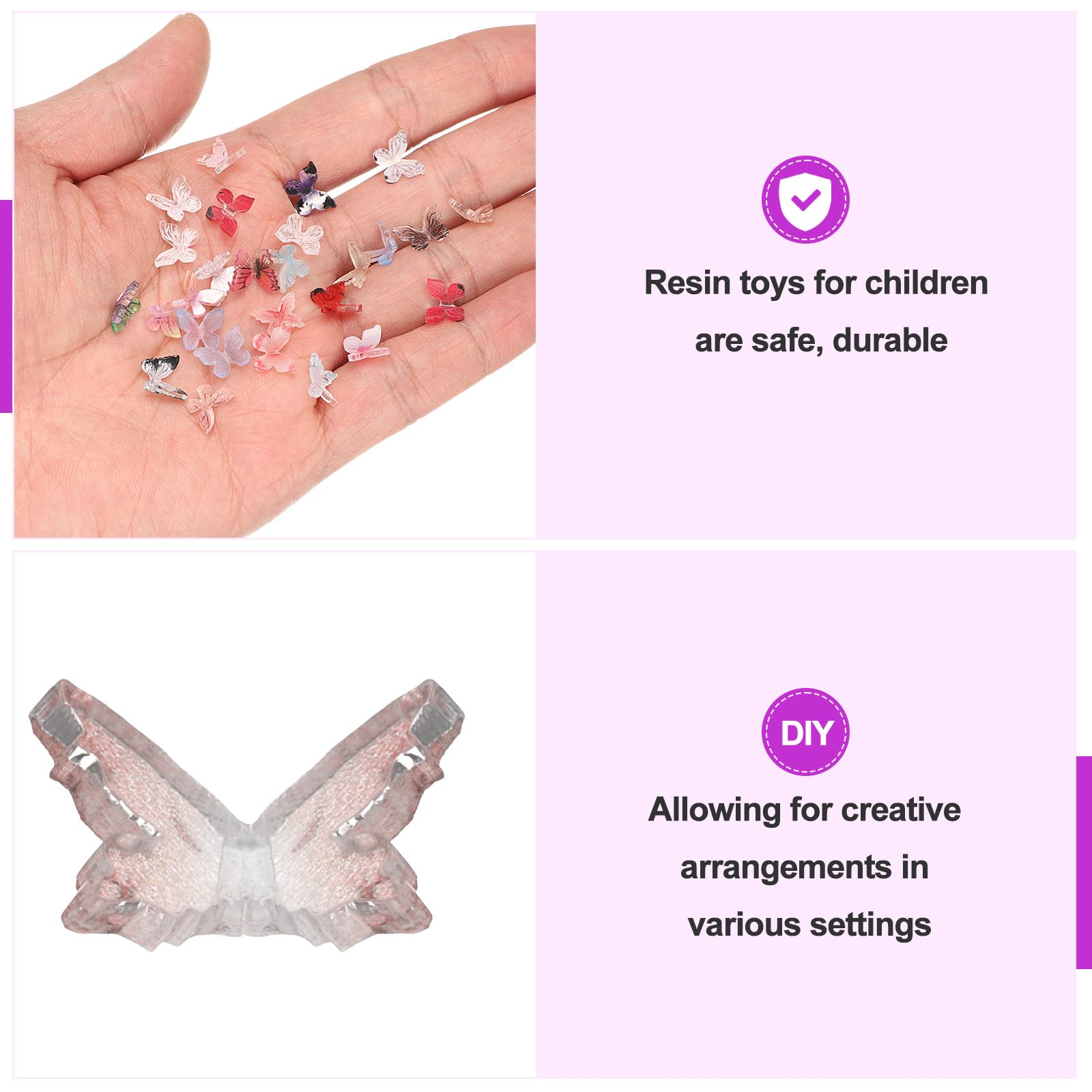 CoCud Mini Resin Butterflies, 8mm Length, Resin Miniature Dollhouse Accessories Clear Red & White - Image 4