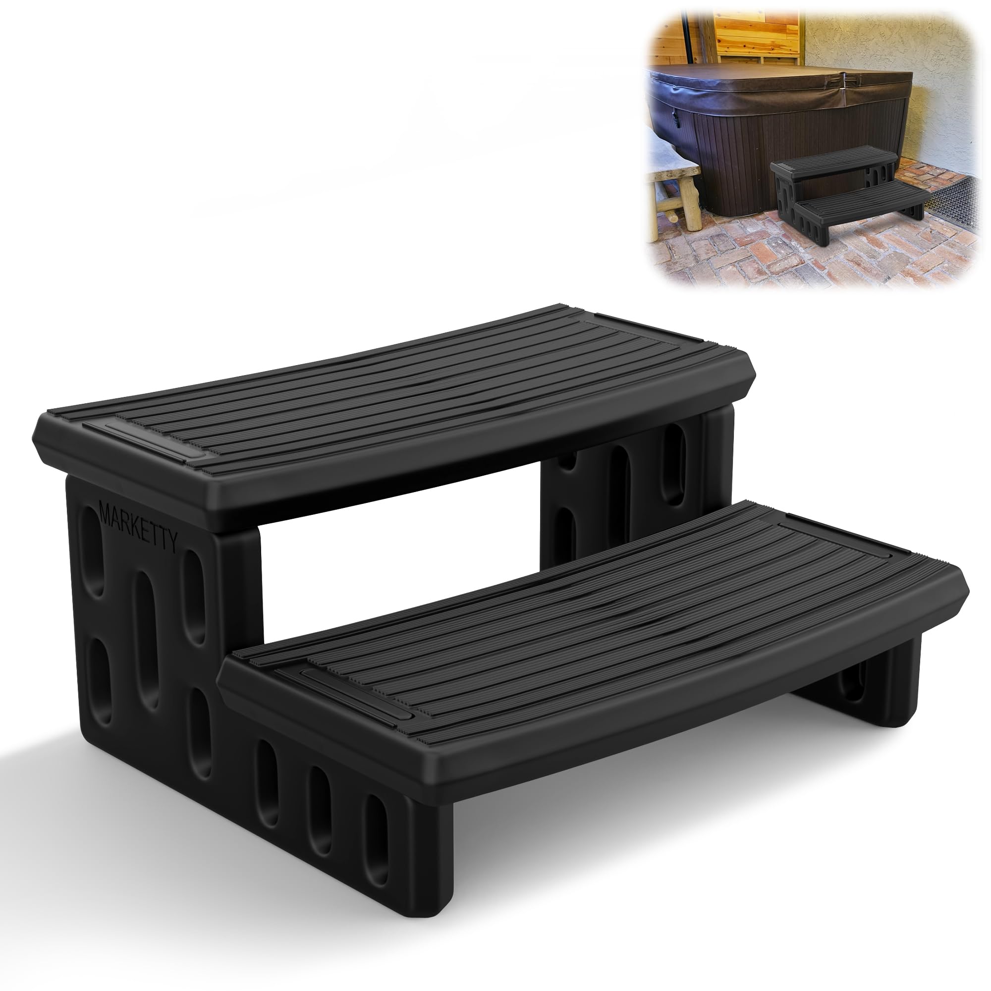 Photo 1 of MARKETTY Hot Tub Steps - 2 Step Spa Stairs, Black