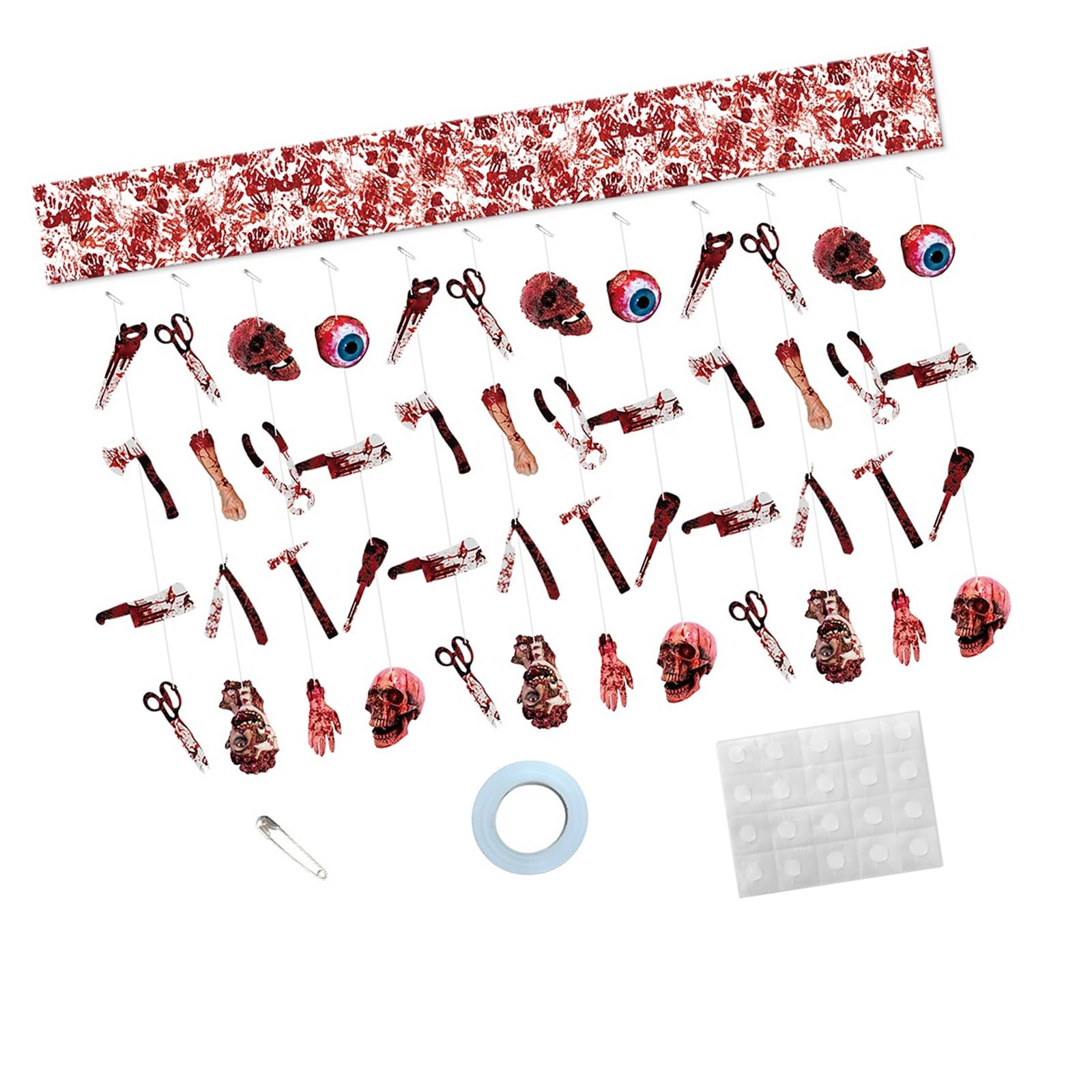 Tsophreniq Horror Halloween Decoration Collection with 1 Sign and 48 Cardboard Cutouts for Themed Gathering Halloween Decor