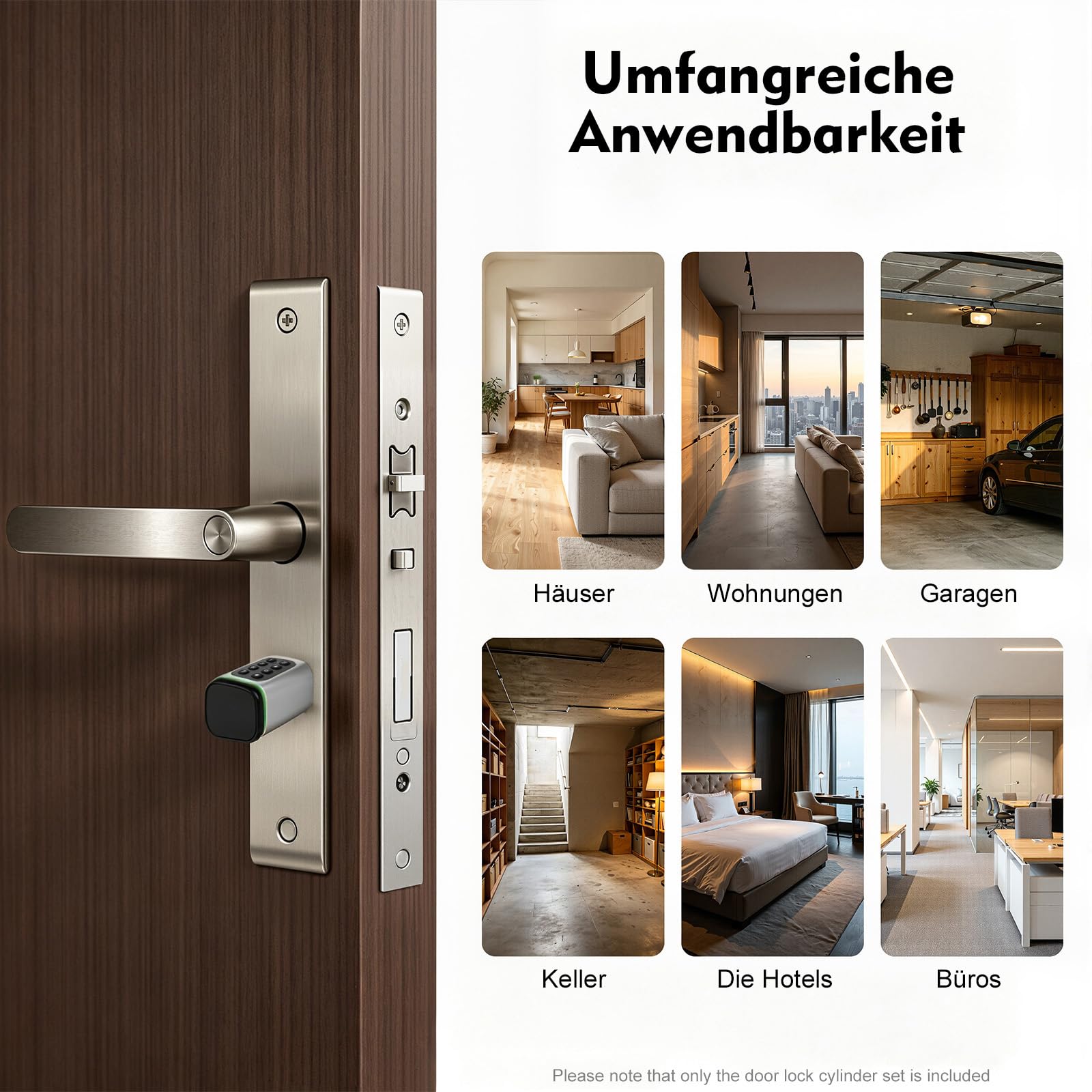 Smart Lock elektroniczny zamek do drzwi z IP65, zamek do drzwi wejściowych 35-45 mm z aplikacją i kodem cyfrowym, kartą kluczową i kluczami, inteligentny cylinder zamka do mieszkania, hotelu