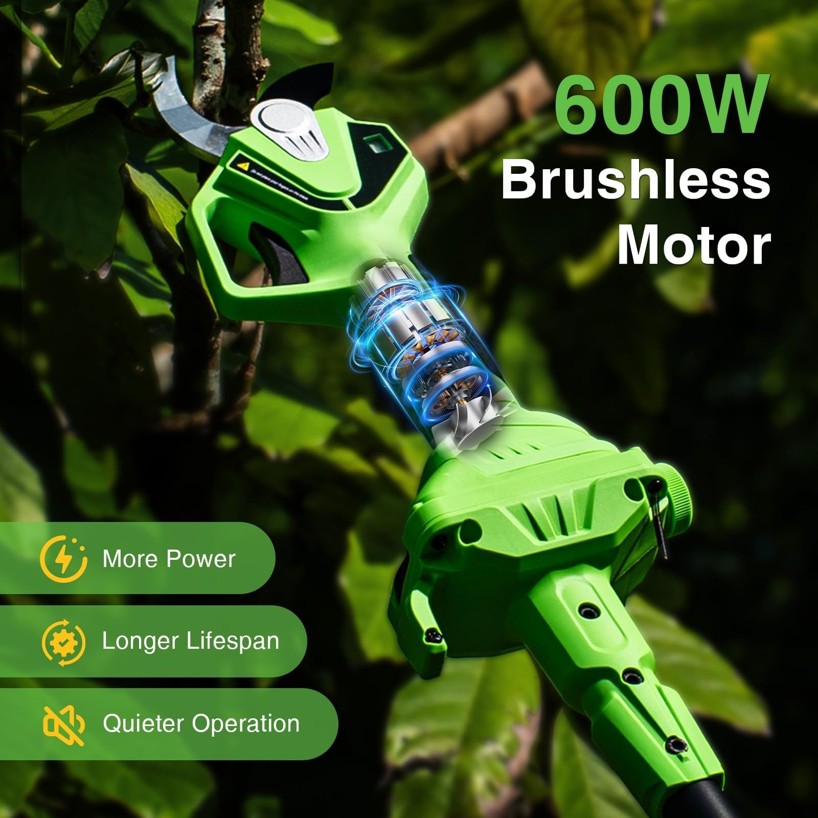 TaskStar Akku Astschere Teleskop: 2-in-1 Elektrische Gartenschere mit Teleskopstange - Bürstenloser Motor, 2x 4,0Ah Batterie, Extra SK5 Klinge, 2 Modi, 40mm Astschere für Baum & Blume