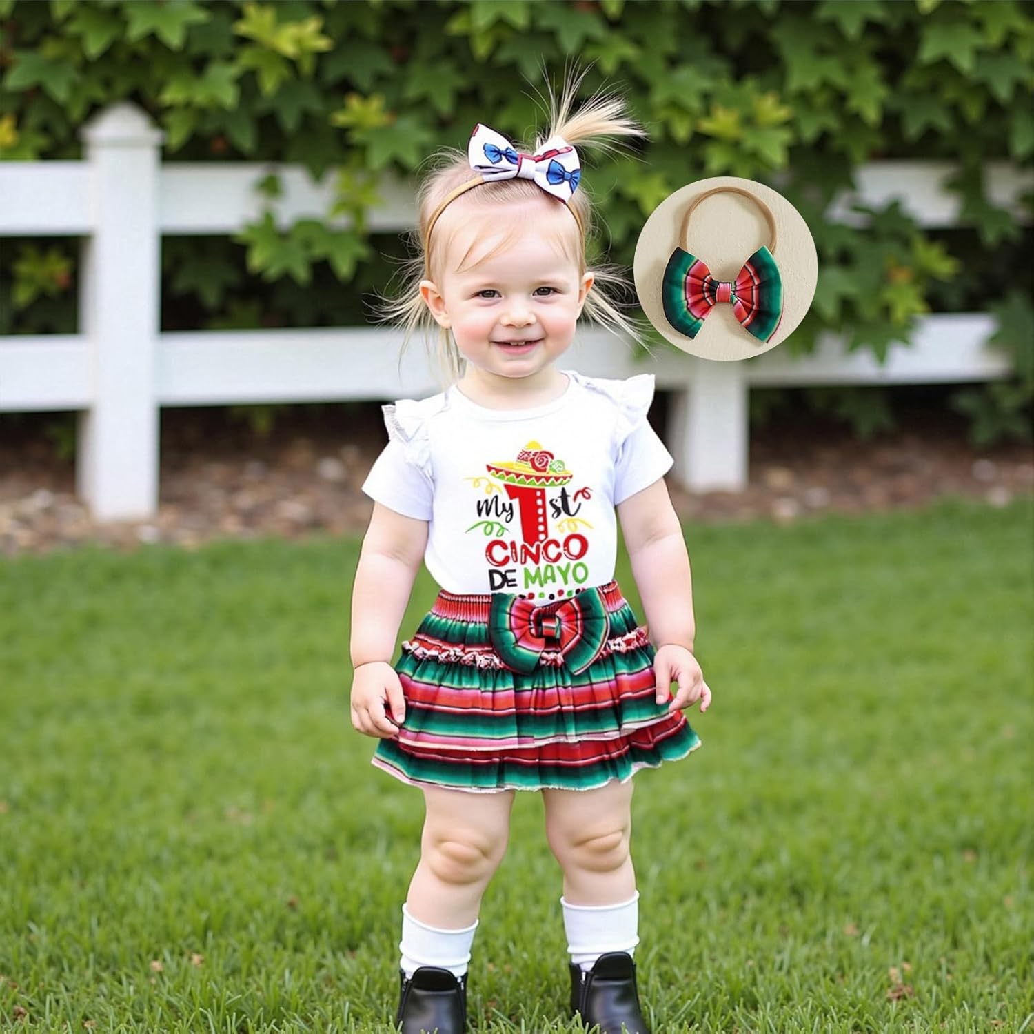 BeQeuewll Newborn Baby Girl Easter Outfit Bunny Clothes Romper+Bloomers Tutu Skirt+Socks+Headband Set First Easter Outfit - Image 2