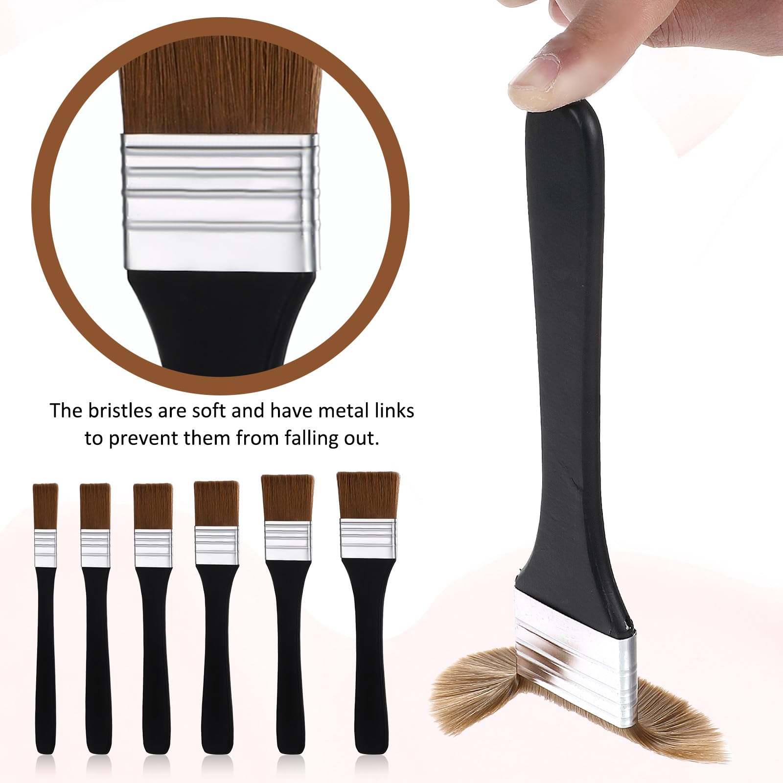 6 Stück Flachpinsel-Set Für Acryl- & Ölfarben | Verschiedene Breiten, Nylonborsten, Holzstiel – Ideal Für Schule, Hobby & Profis
