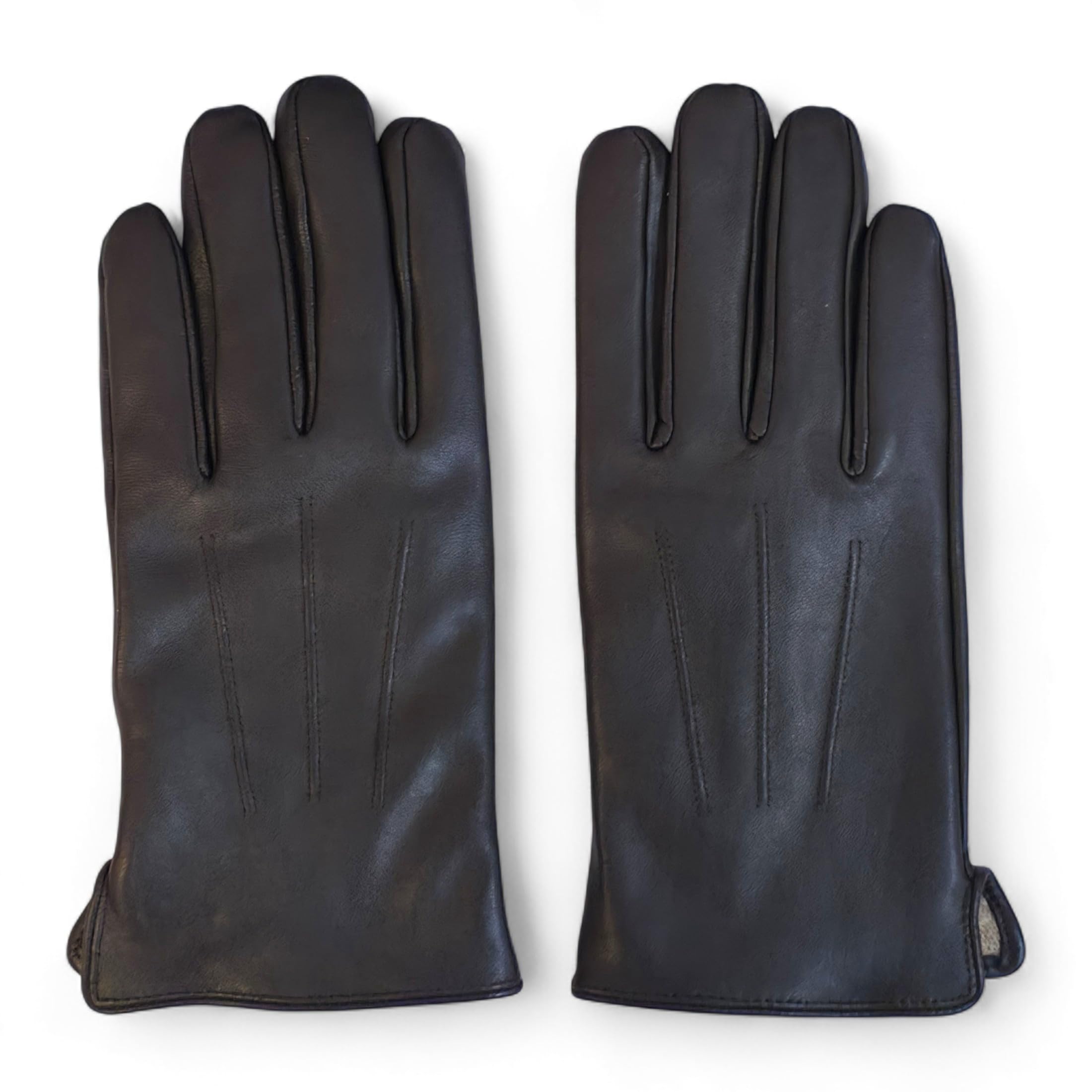 Infinity Leather Guantes de Conducción de Cuero Italiano Hombre: Piel Auténtica Suave, Forro de Lana Calido, Compatibles con Pantallas Táctiles