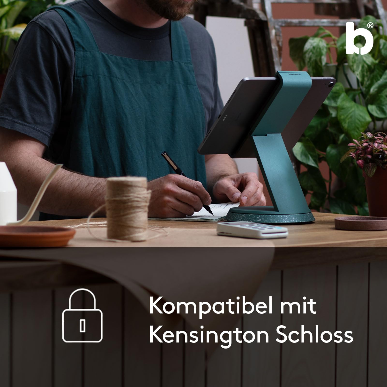 BOUNCEPAD Eddy Tablet Ständer & iPad Halterung – sichere POS-Halterung für 7"-13" Tablets | robuste Tischhalterung aus Druckguss-Aluminium| abschließbar | schwarz