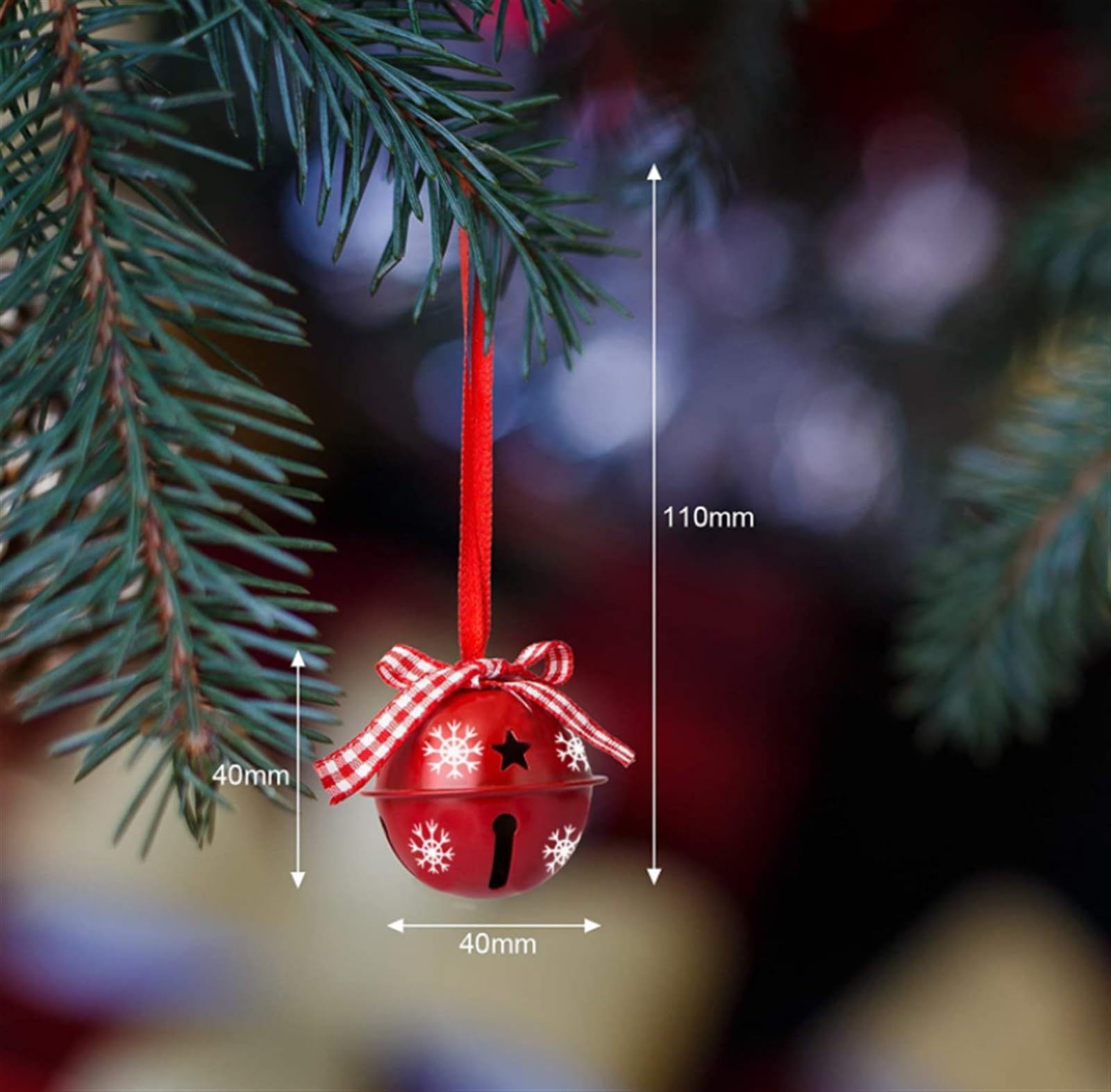 Campanelle Natale Jingle Bells Campane Artigianali di Natale con Fiocco Neve for L'Albero della Festa Decorazioni(White And Red)