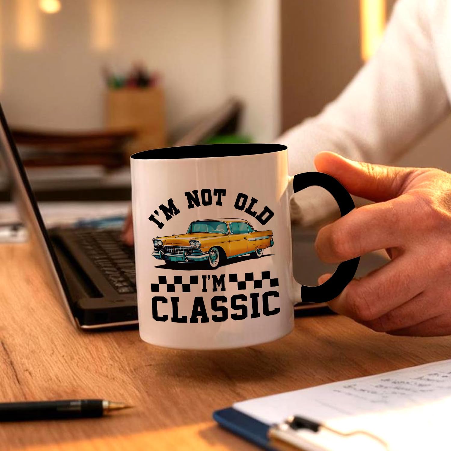Funny Retro Car Coffee Mug, I'm Not Old I'm Classic, 11oz Ceramic Coffee Tea Cup, Retirement Gifts for Men Dad Grandpa, Christmas Birthday Gifts for Father Husband Uncle Friend Car Lovers - Image 6