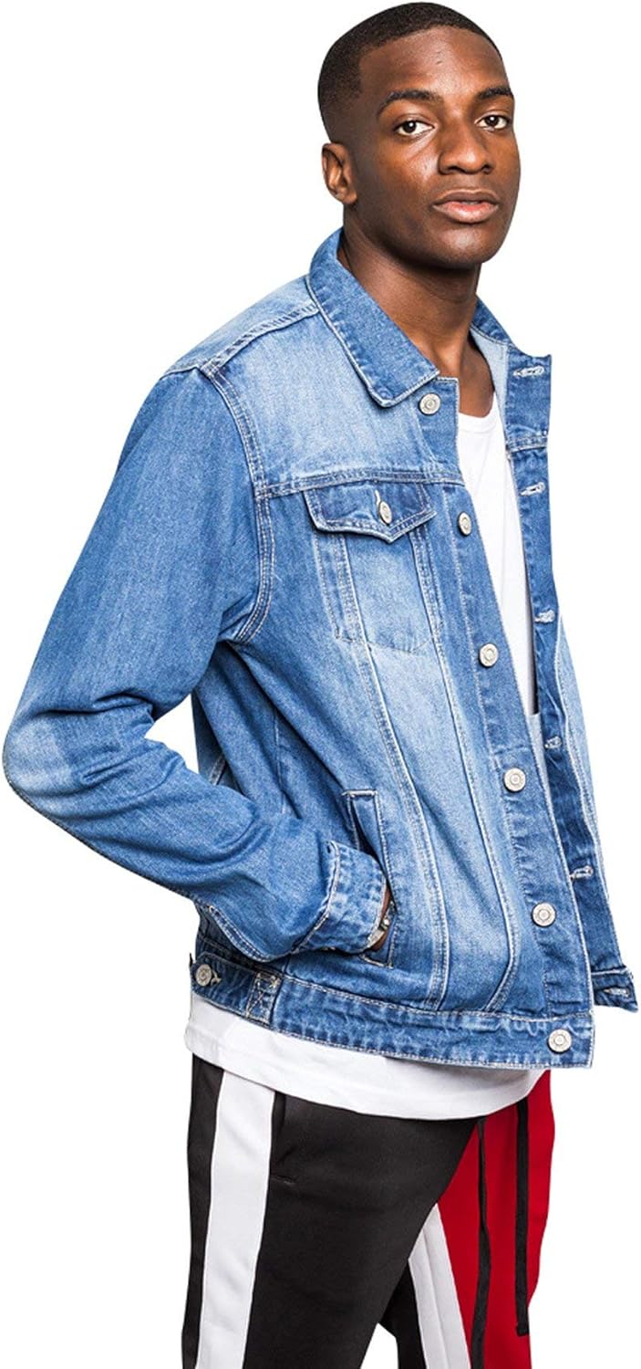 Victorious Men's Distressed Denim Jacket Small Non-distressed Indigo