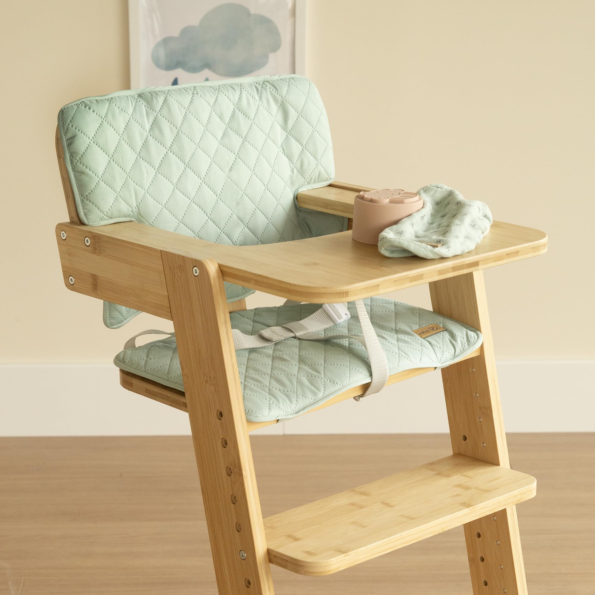 roba riduttore di seduta 2 pezzi “roba Style” - accessorio per seggiolone “Nature Up” - cuscino del sedile imbottito e facile da pulire - da 6 mesi - verde ghiaccio (Frosty Green)