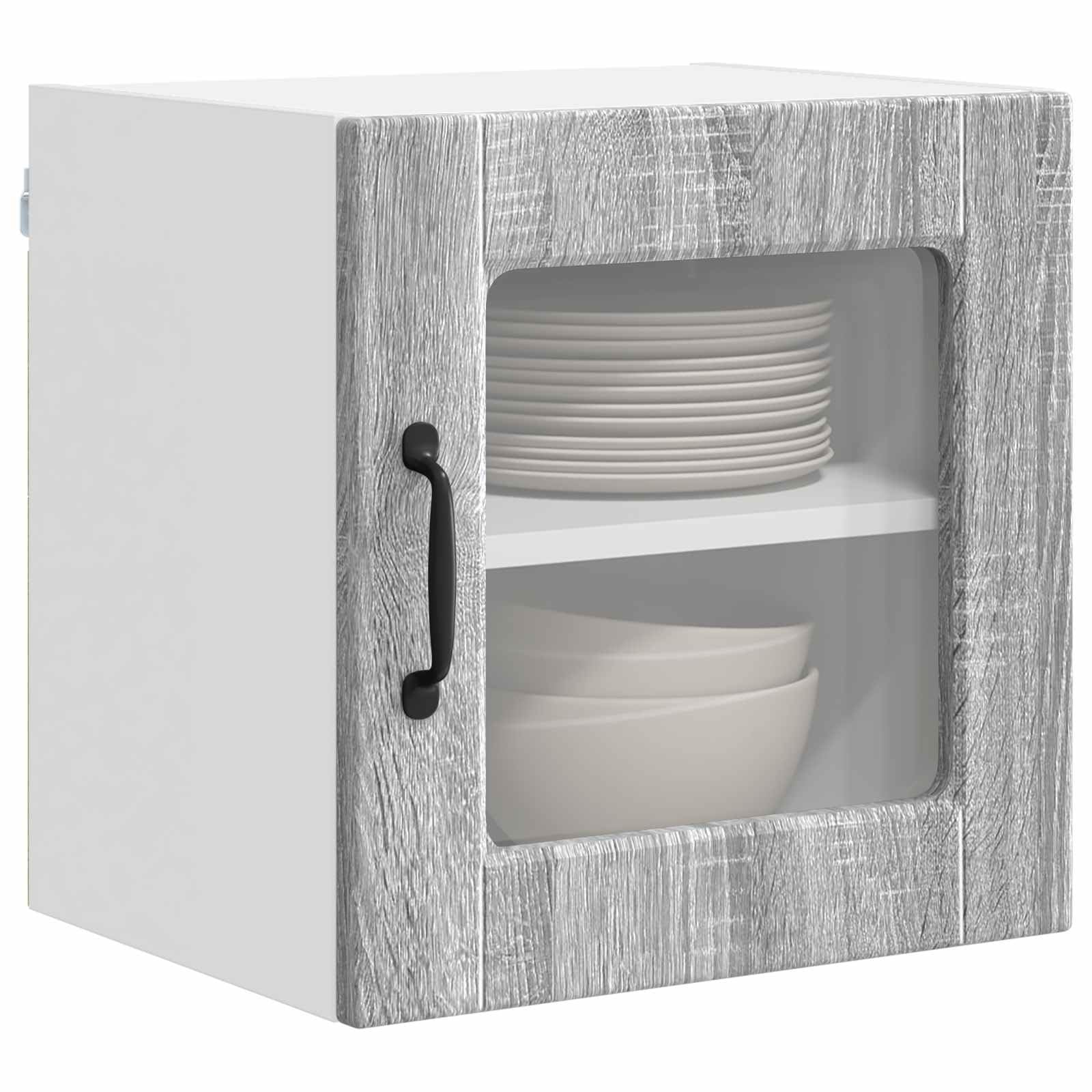 Grauer Küchenschrank Sonoma 40 x 31 x 40 cm aus Holzwerkstoff mit viel Küchenstauraum und praktischem Küchenzubehör für eine Moderne Einrichtung