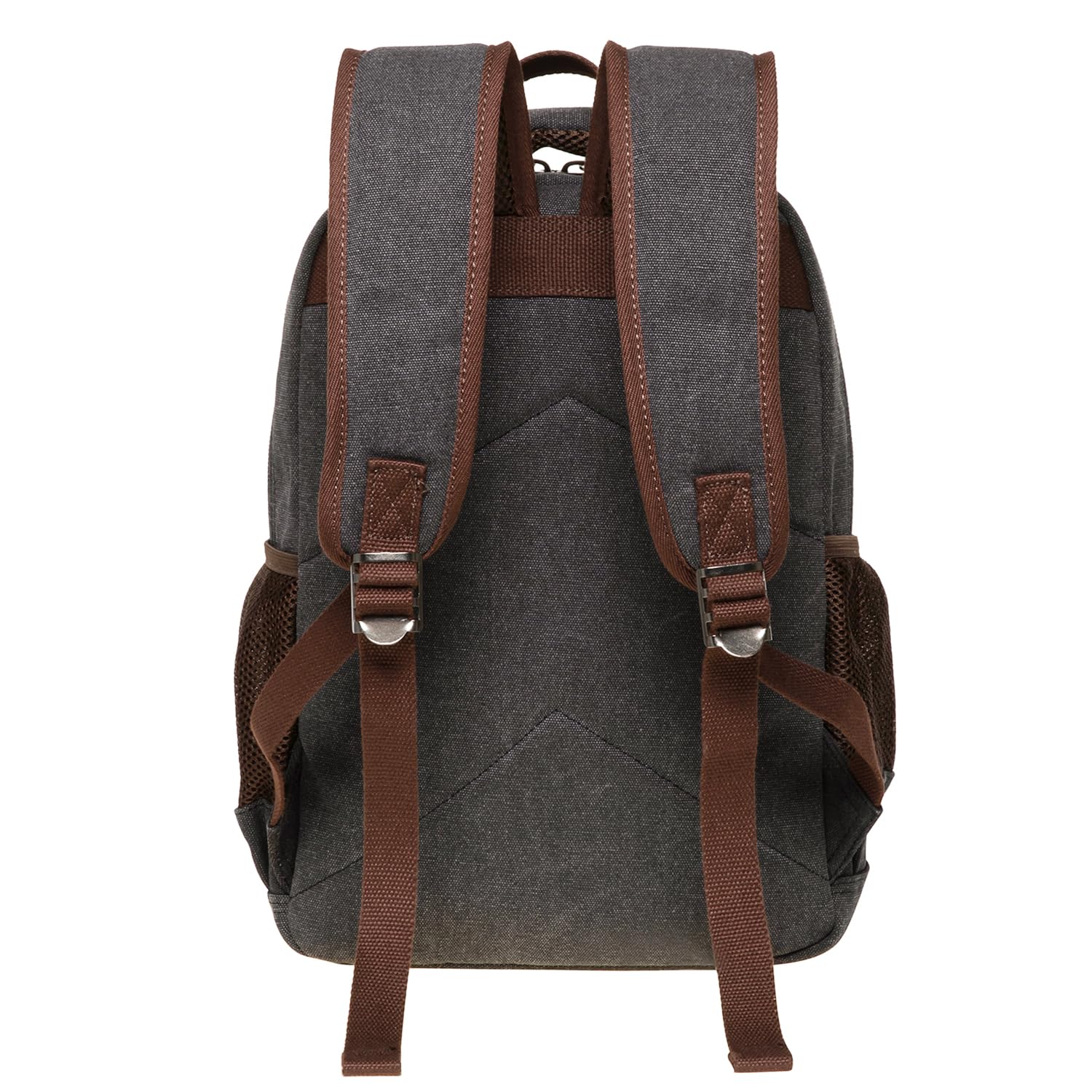 KAUKKO Canvas Zaino per il Tempo Libero per le Donne Uomini, Vintage Zaino da Escursionismo con 14-inch scomparto del Computer Portatile per Lavoro, Escursioni, 24L, Nero-KS28