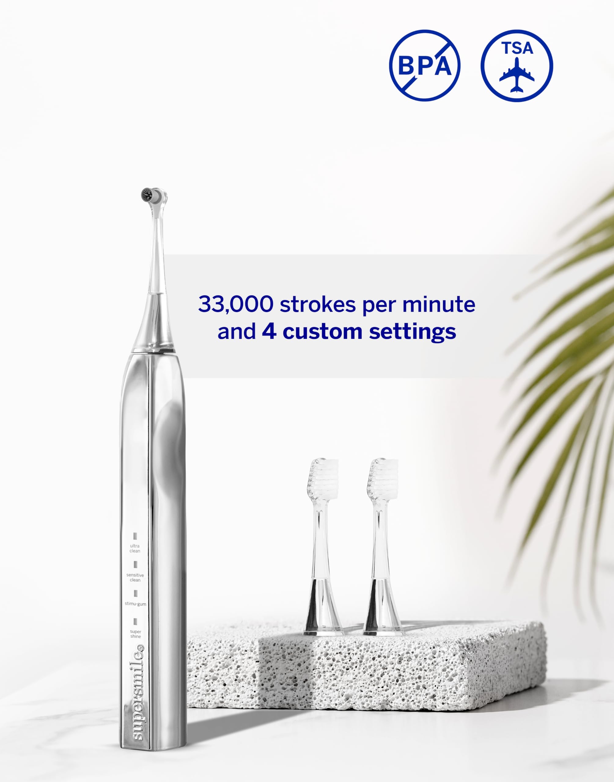 Supersmile Zina45™ Sonic Pulse Toothbrush – Angled Brush with polishing Head for Advanced Cleaning – for Visibly Whiter Teeth and Healthier Gums
