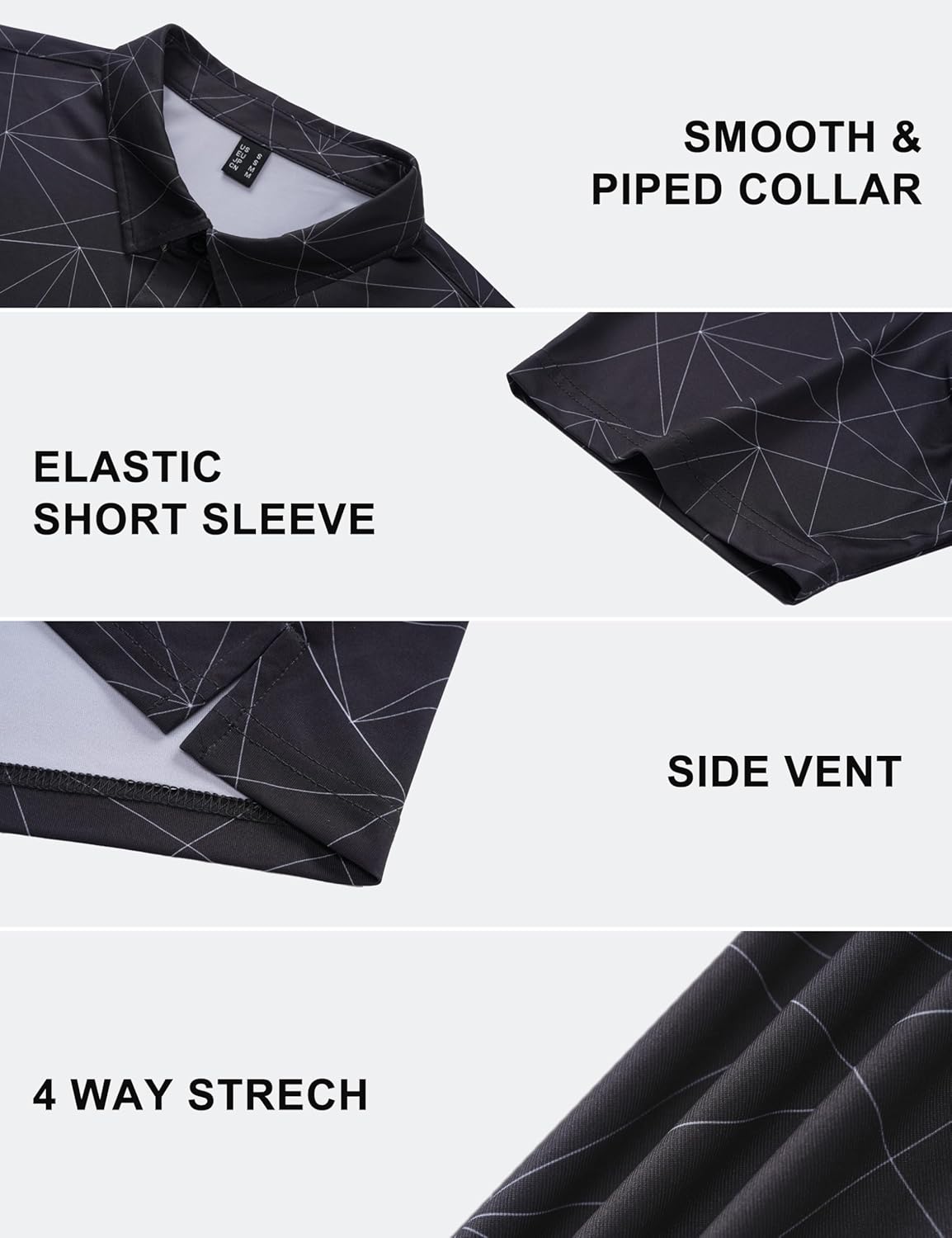 Cotrasen Mens Golf Polo Shirts Short Sleeve Quick-Dry Print Tee Shirt Moisture Wicking Performance Polo Strech Shirts - Image 6