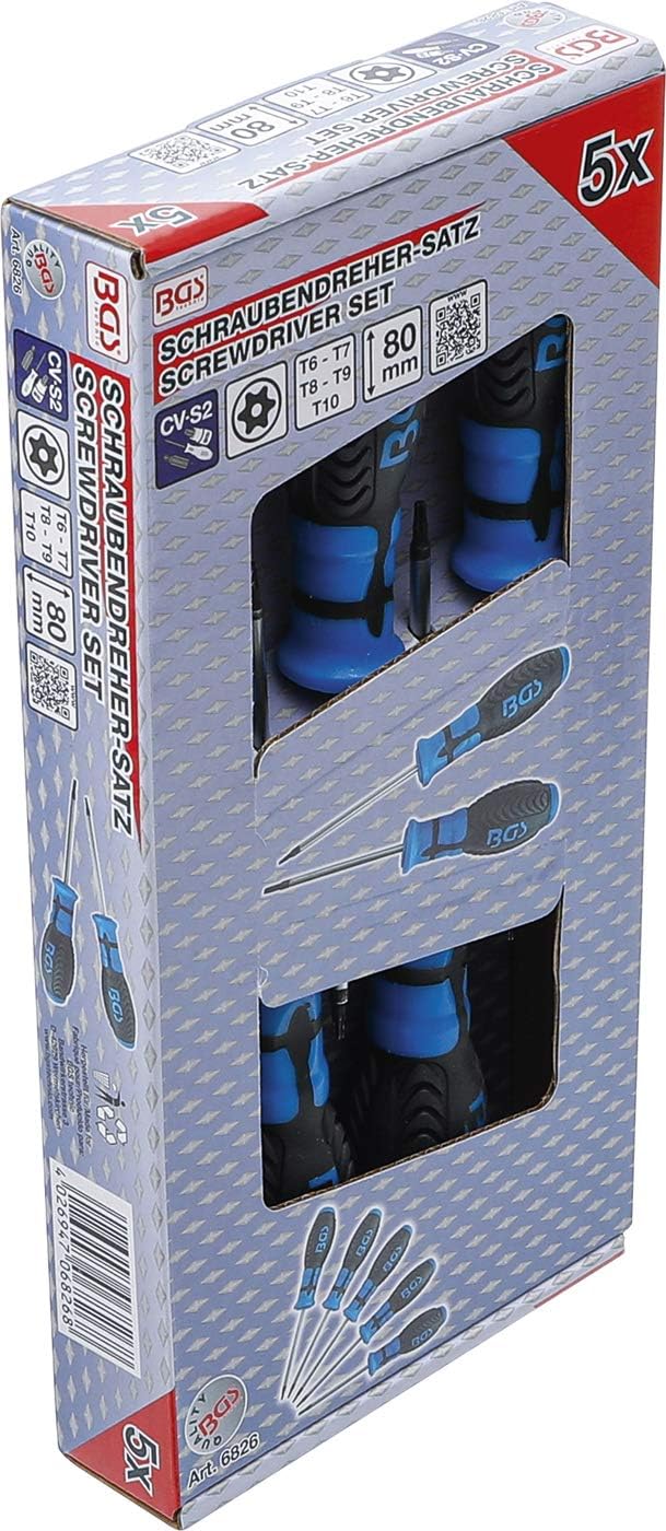 Screwdriver set | T-Profile (Para Torx) with drilling | T6 - T10 | 5 pcs
