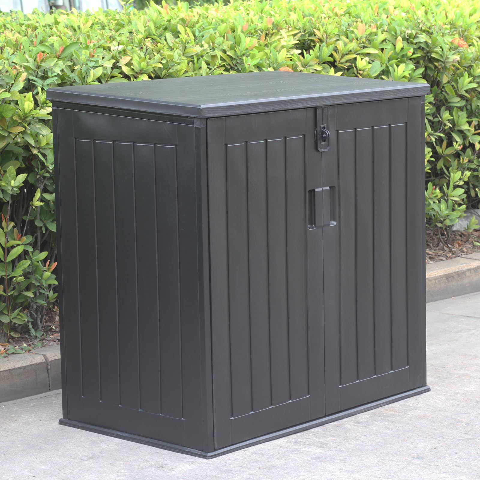 Gardiun Arcón Exterior para Jardín Soften 775 litros 116x71x109/112,5 cm Baúl de Resina con Amortiguador, Suelo y Puertas