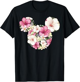 Mickey And Friends Tropical Floral Print Silhouette T-Shirt
