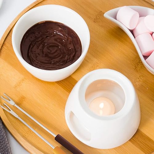Miniatura 6 de Juego de fondue de cerámica para bombones y quesos, color blanco