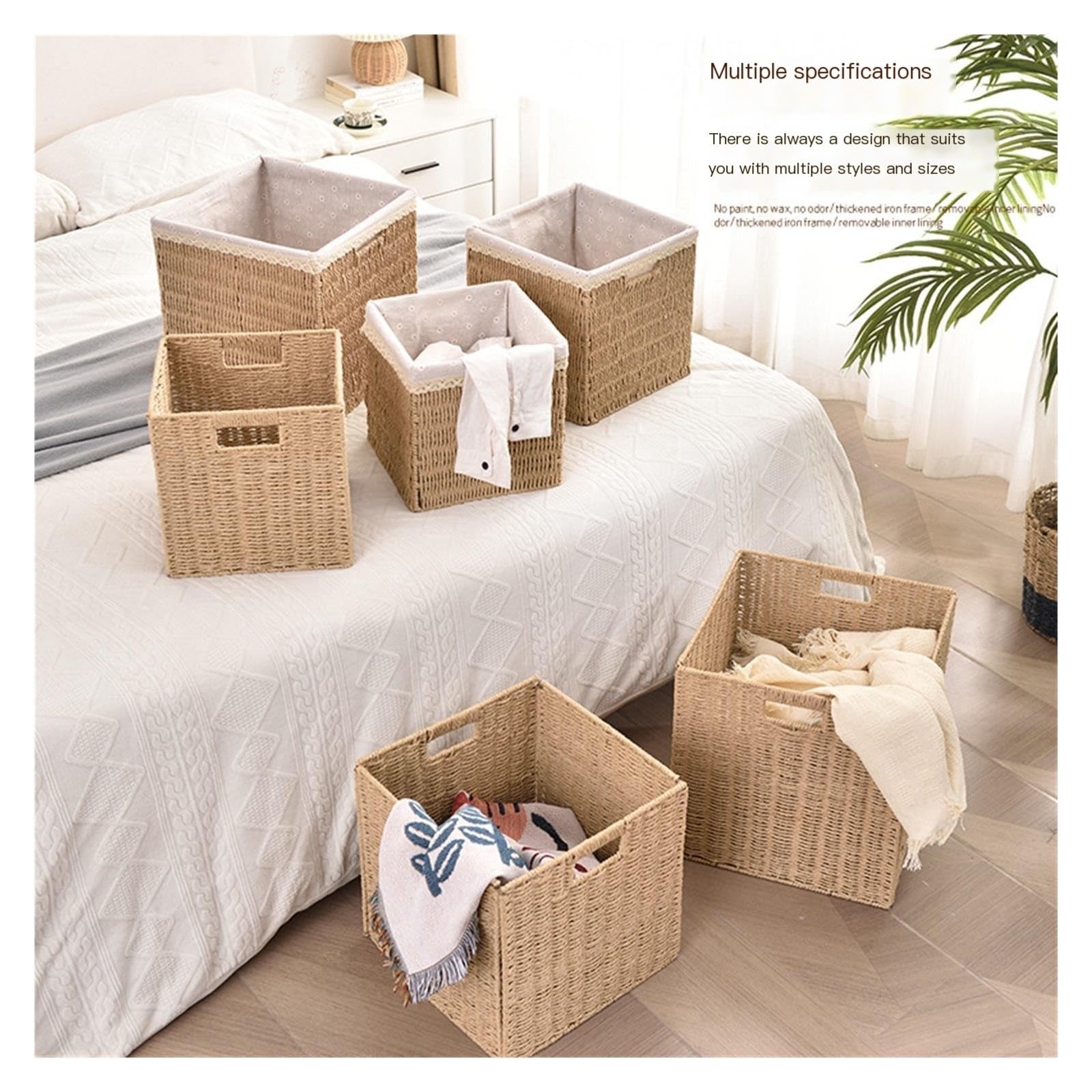 Cesto Portaoggetti In Vimini Con Coperchio - Organizer Per Bagno, Soggiorno E Casa - Foto 13