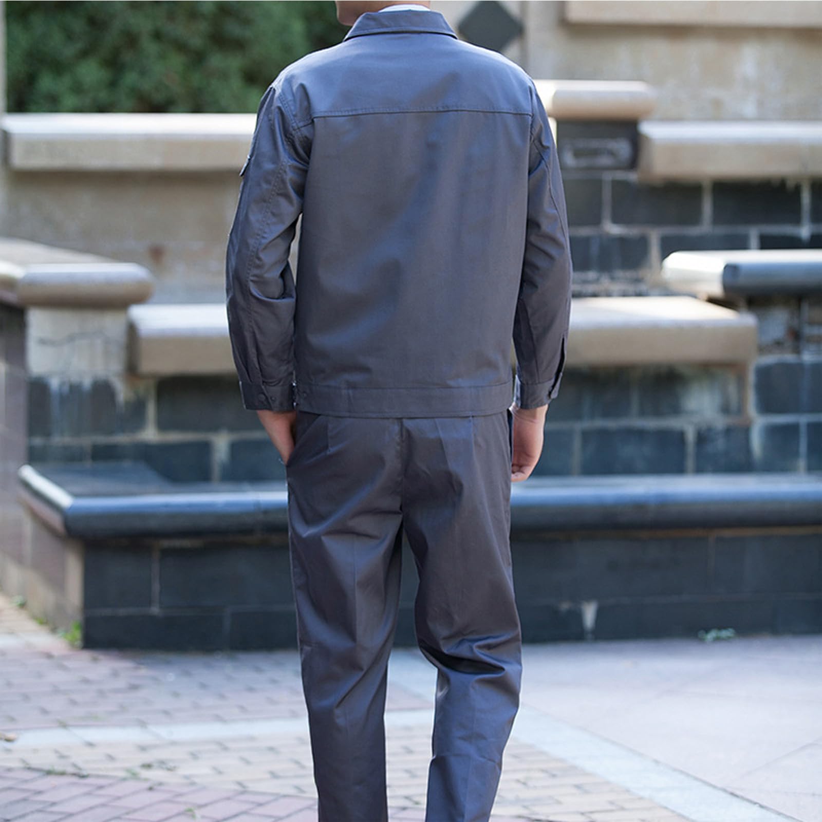Zip-Front Overoles Para Hombres Mujeres Manga Larga Trabajo General Workwear Conjunto Chaqueta Y Pantalones Traje