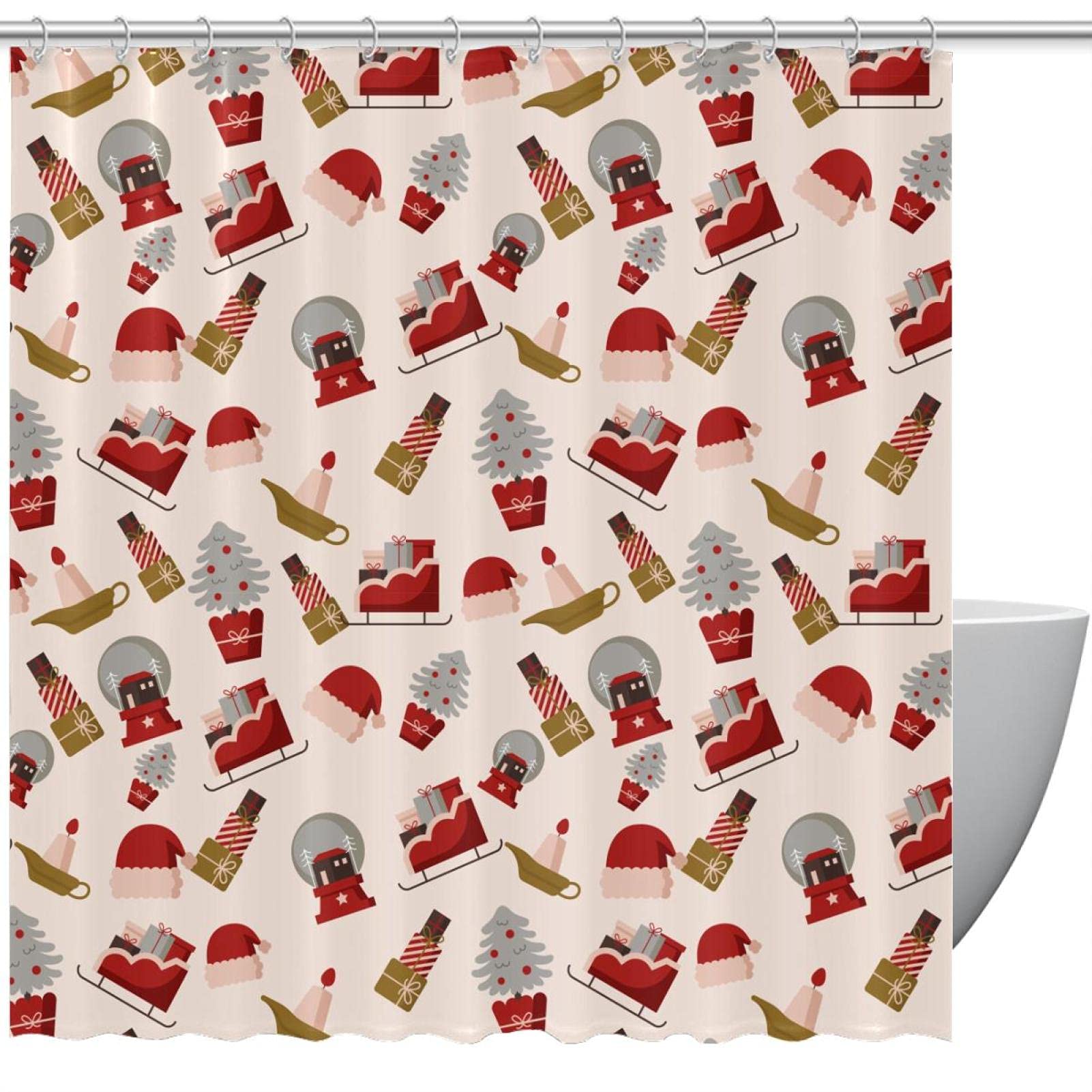 Rideau de douche rouge de Noël pour créer une ambiance festive