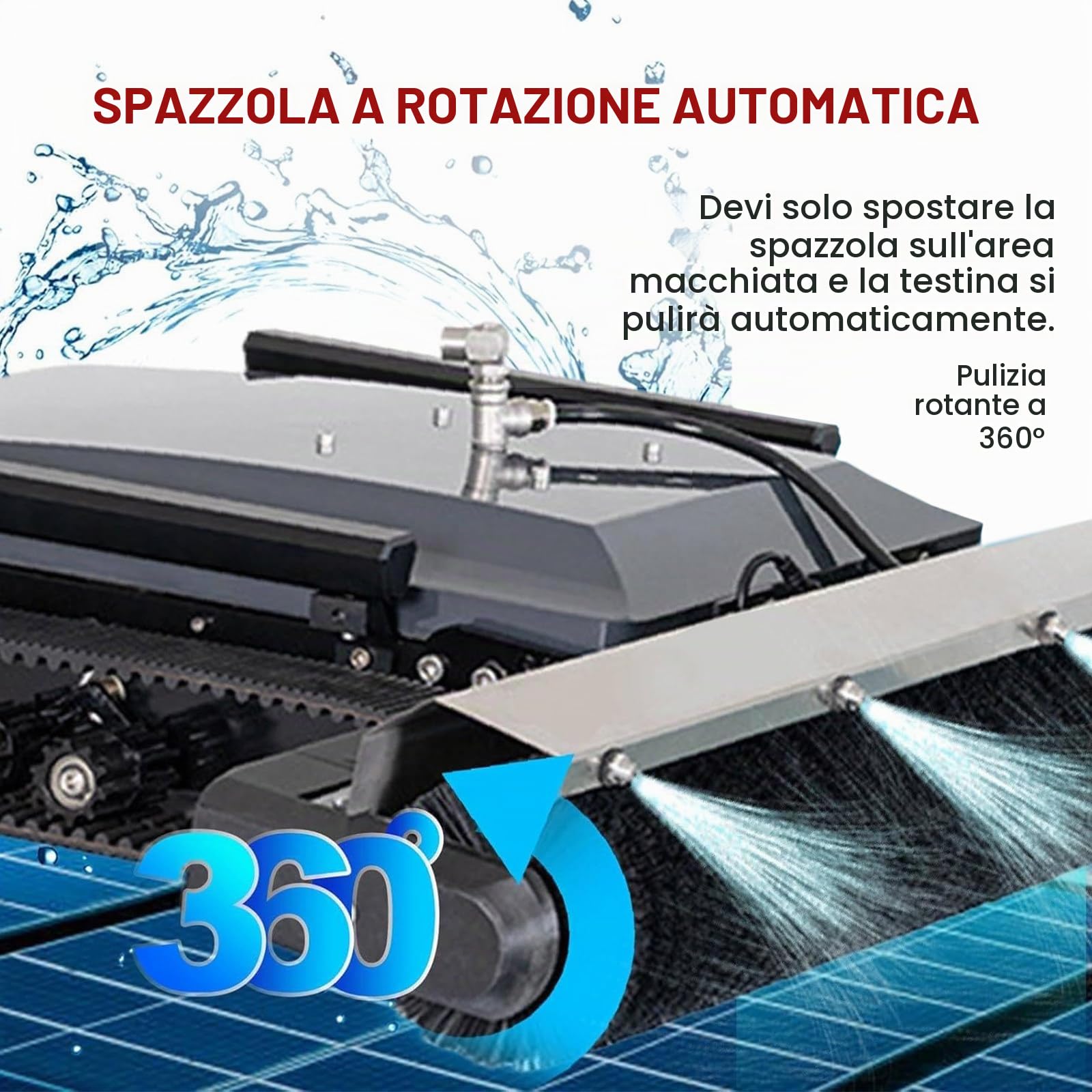 Pulitore Elettrico Per Pannelli Solari - Pulizia Con Telecomando,Larghezza Di Pulizia: 130 cm,Kit Robot Per La Pulizia Di Pannelli Fotovoltaici Ad Acqua Cingolato,Con Batteria Da 45 Ah