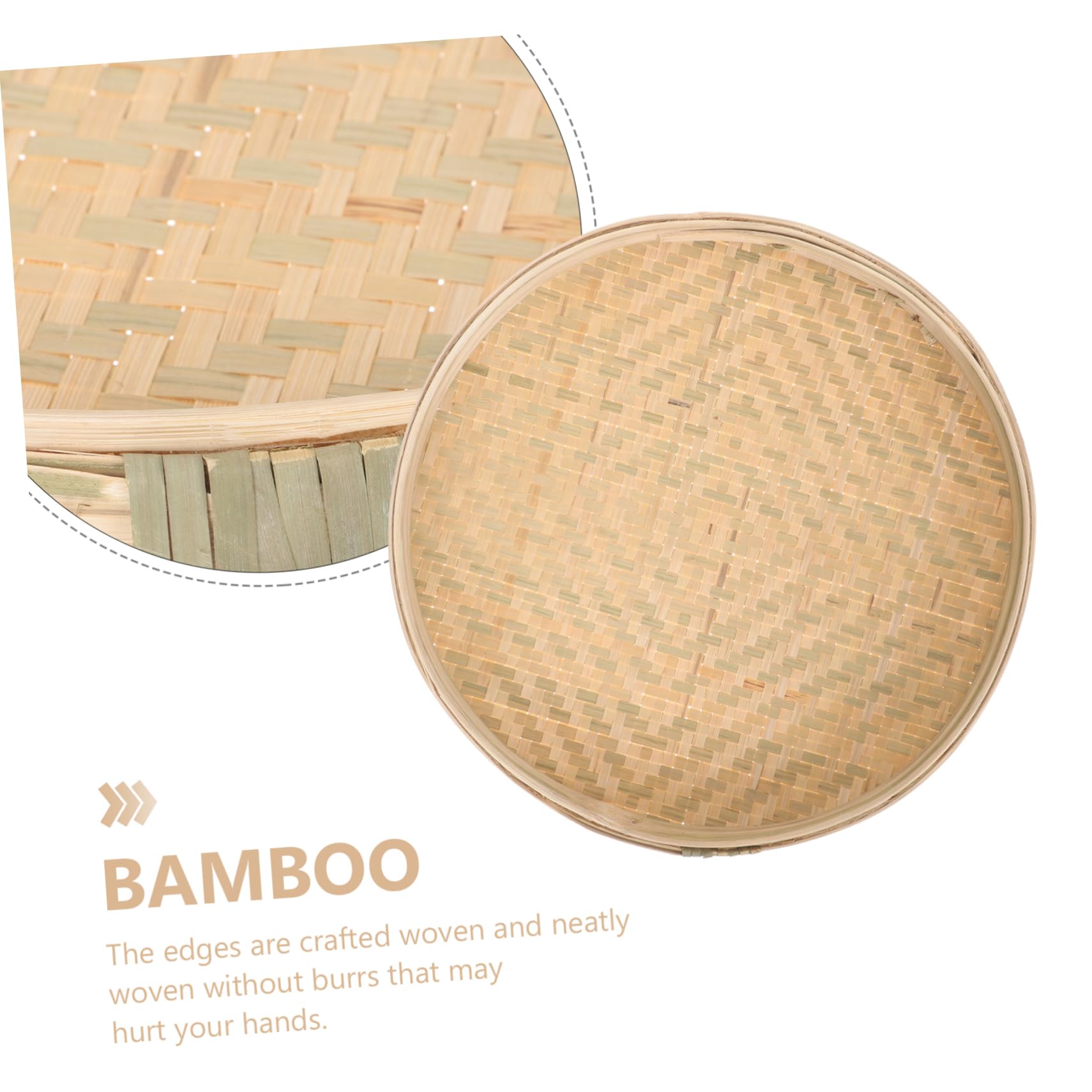 VOSAREA Sturdy Bamboo Woven Tray Drying Basket Round Design for Airing Fruits Vegetables Kitchen Essential