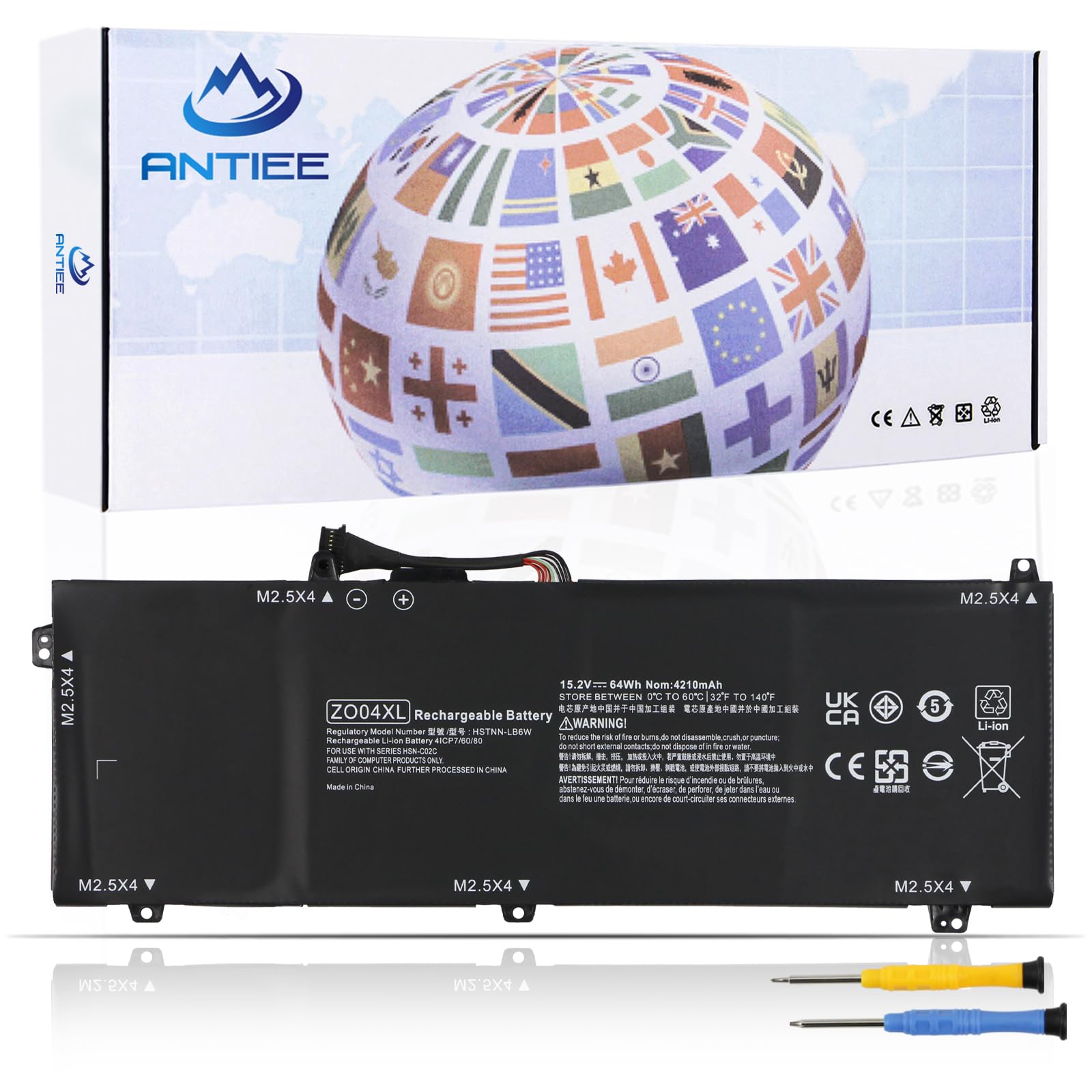 ANTIEE ZO04XL Laptop Battery Replacement for HP ZBook Studio G3 G4 Mobile Workstation ZO04 ZO06 ZO06XL 808396-421 808450-001 808450-002 HSTNN-CS8C HSTNN-C88C HSTNN-LB6W HSTNN-KB6W 15.2V 64Wh 4210mAh