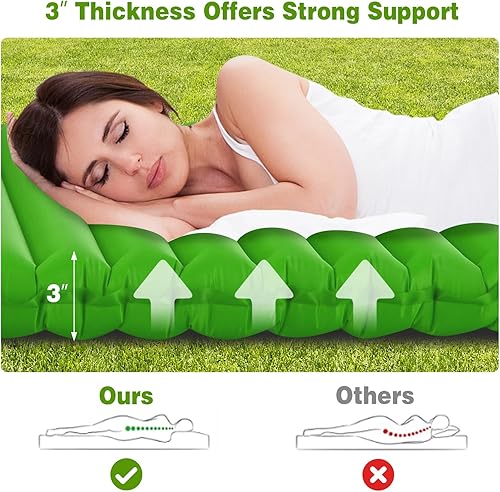Miniatura 4 de Goplus Colchoneta inflable para acampar, almohadilla de campamento de 3 pulgadas de grosor, impermeable y cómoda, colchón de aire ultraligero para