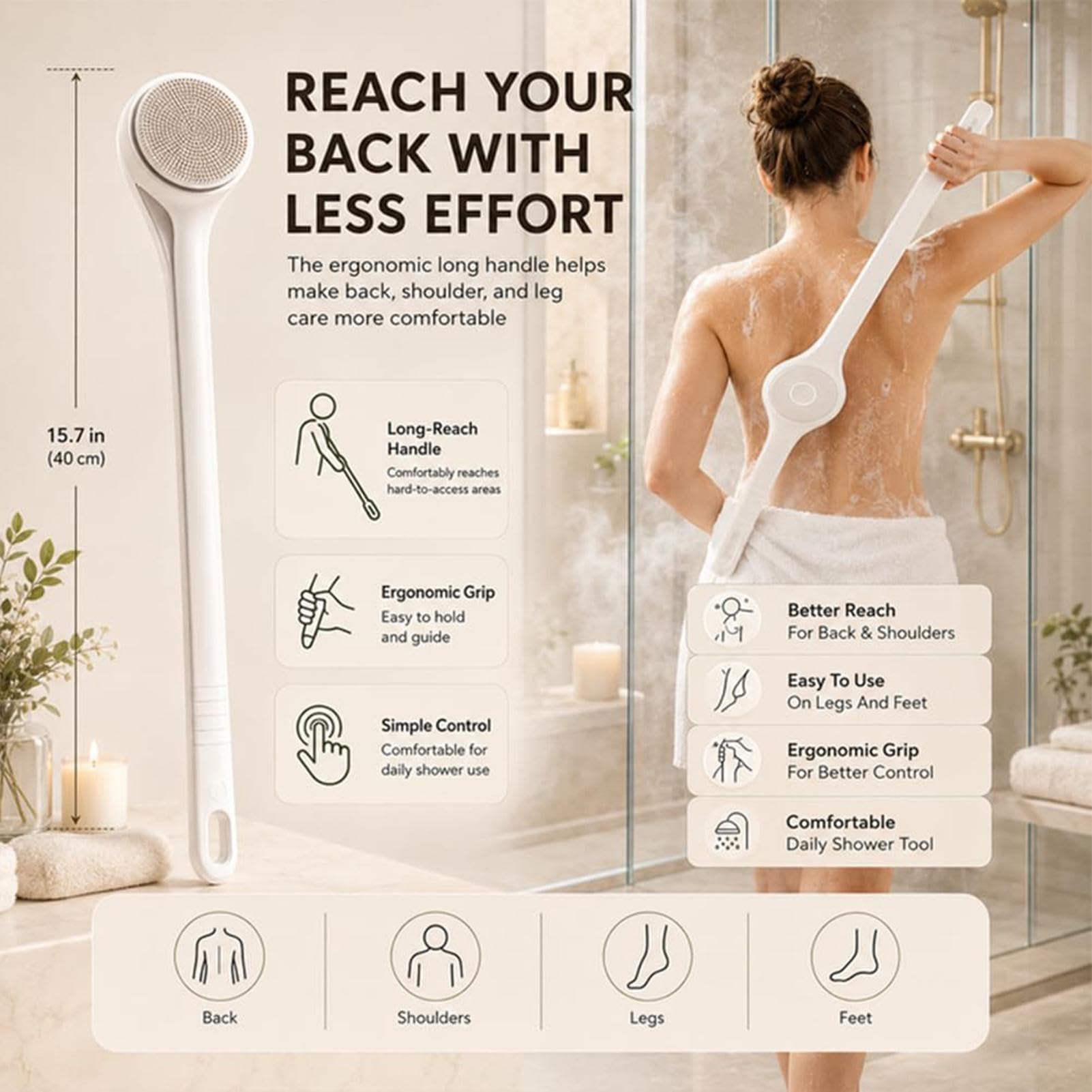 Cepillo Corporal Eléctrico Exfoliante Rotatorio De 2 Velocidades Con 4