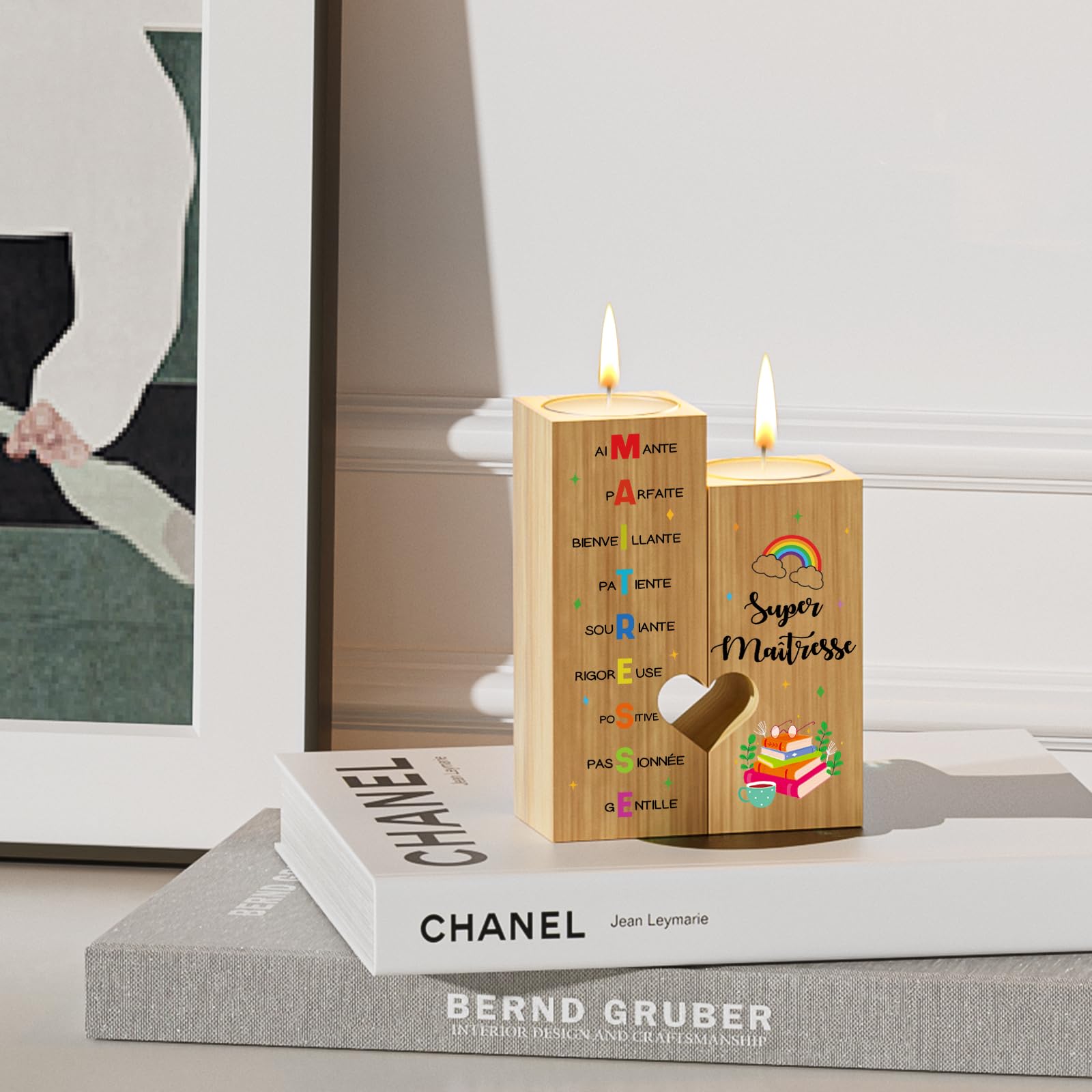 Cadeau Maitresse d'école Fin d'année, Candélabre Merci Meilleur Cadeaux Les Femmes Professeur Anniversaire Graduation Noel Idee