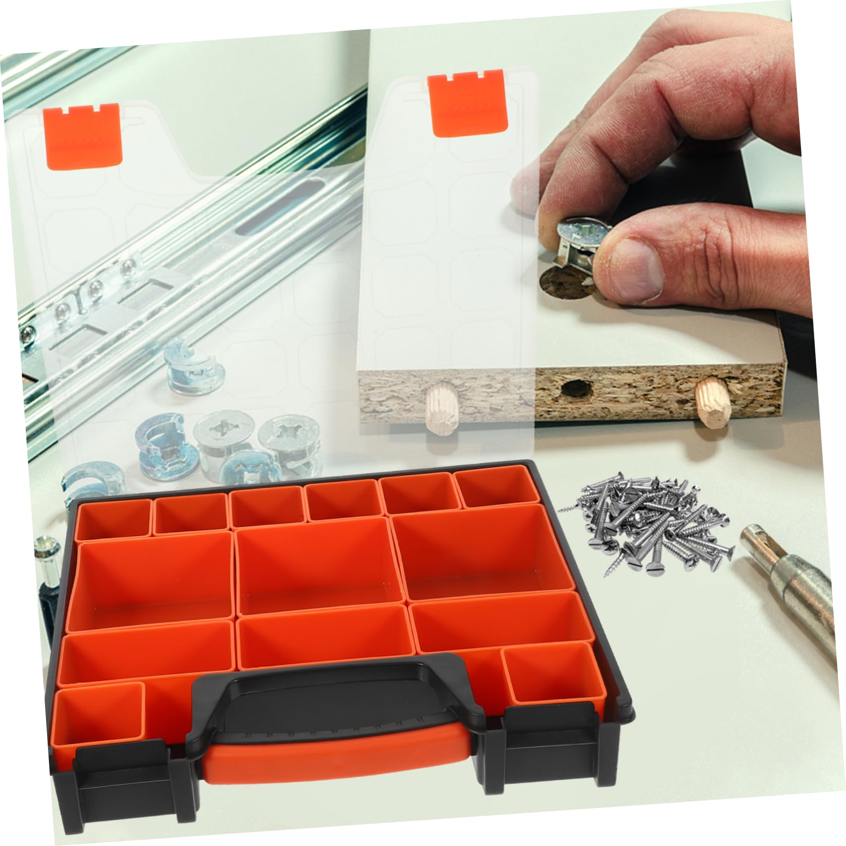 SHINEOFI Boîte de Rangement Compartimentée en Plastique pour Petites Pièces, Vis et Boulons, Pratique pour Matériel et Perles, Rouge