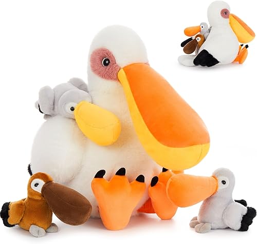 Vista 45 de MorisMos Juego de 7 animales de peluche de dragón verde, juguete de peluche de 21 pulgadas con 4 dragones bebé y 2 huevos en el interior, juguete