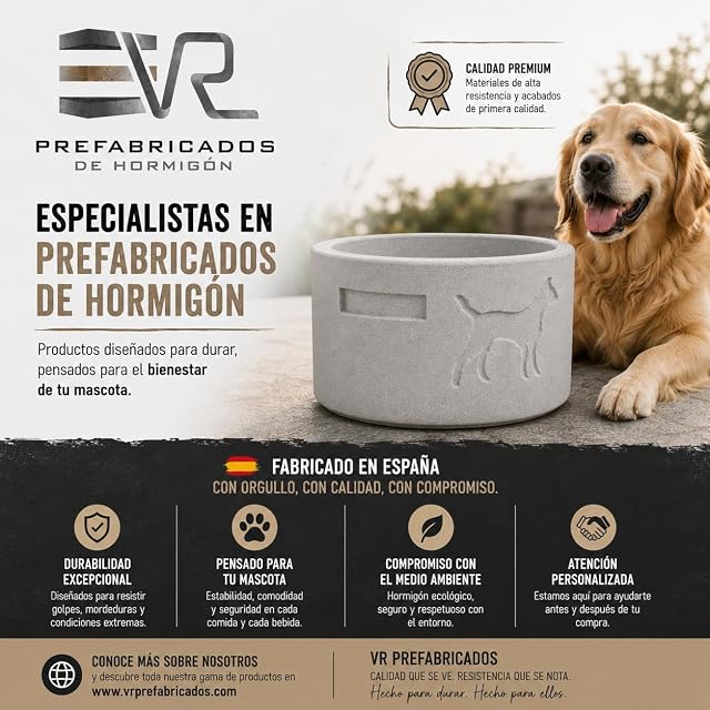 Foto 7 de 8 de VR Prefabricados Comedero y Bebedero de Hormigón Antivuelco para Perros
