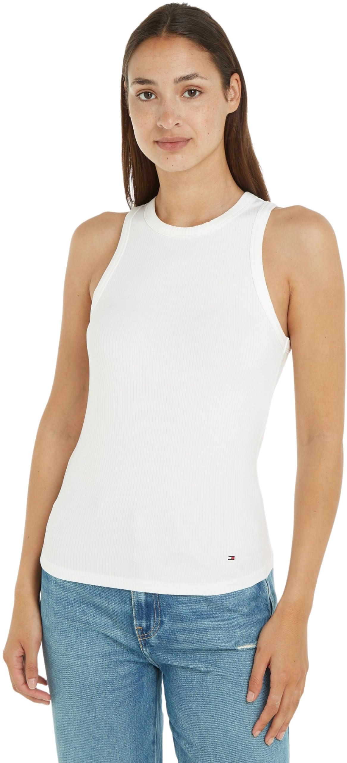 Tommy Hilfiger Tommy Hilfiger Camiseta Tipo Top para Mujer Slim 5X2 Rib Top Canalé Elástica