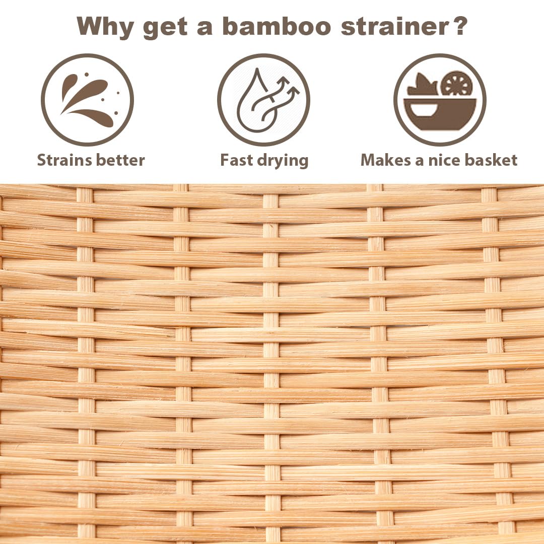 TIKUSAN Bamboo Round Zaru Basket Colander for Soba Udon and Noodles (10.6" (27cm)), Beige - Image 4