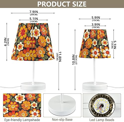 Miniatura 3 de Lámparas de mesita de noche para dormitorio, lámpara de mesita de noche naranja retro con puerto USB