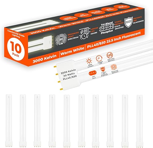 Miniatura 10 de GoodBulb PLL40/850 - Bombilla fluorescente compacta de 40 W, 22.5 pulgadas, doble tubo, base 2G11, 5000 K, luz diurna, 2800 lúmenes, 36000 horas