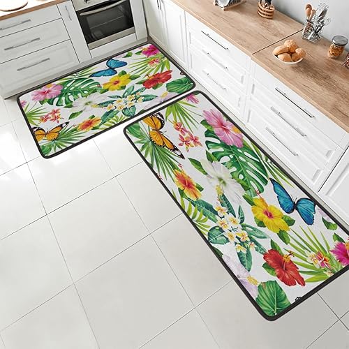 Vista 31 de GUYOS Tapete de cocina con patrón de limón vintage, acolchado, antifatiga, juego de 2 piezas, duradero, resistente a las manchas, parte inferior