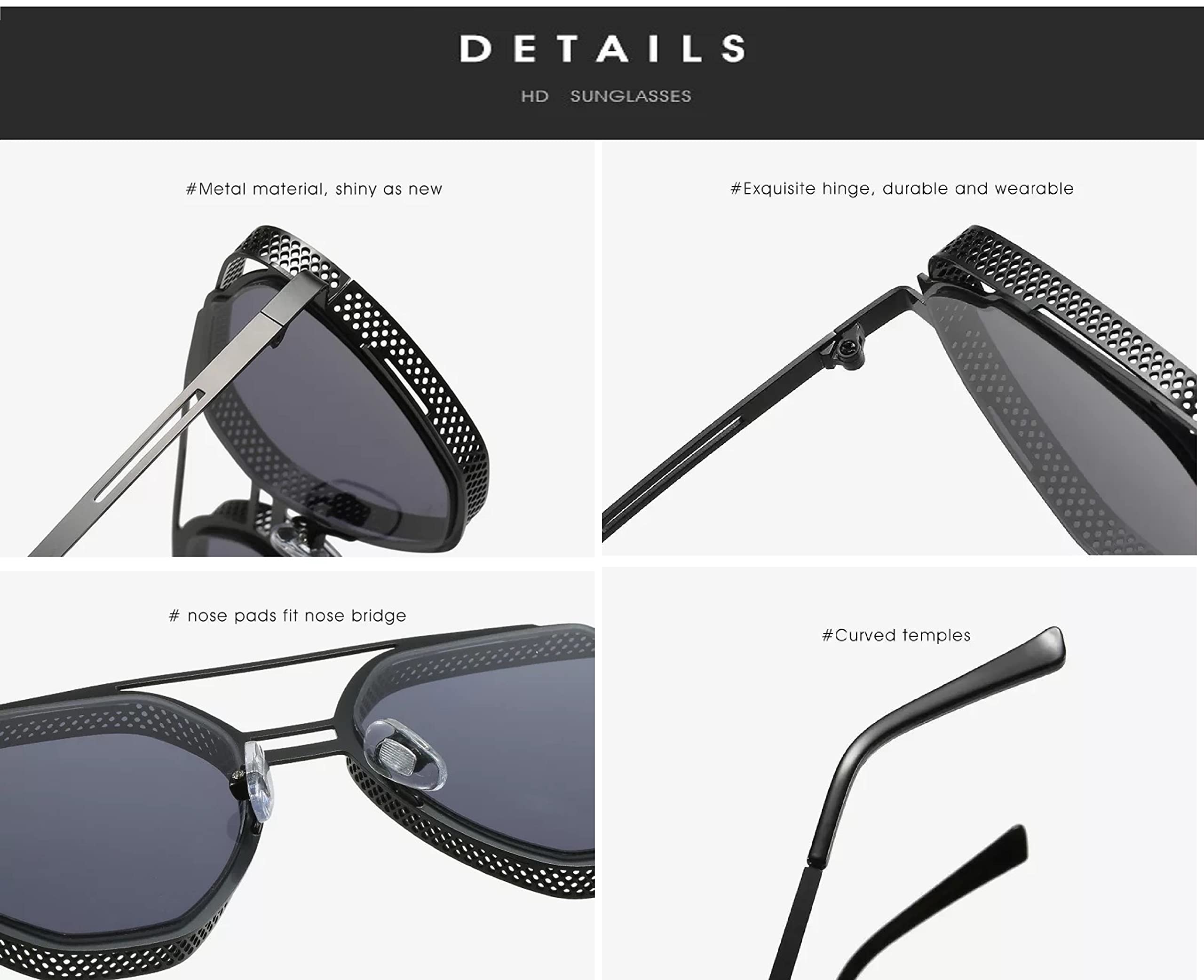 AUGEN Gafas de sol unisex estilo piloto retro vintage con protección UV400, tamaño mediano (negro 3, 124)