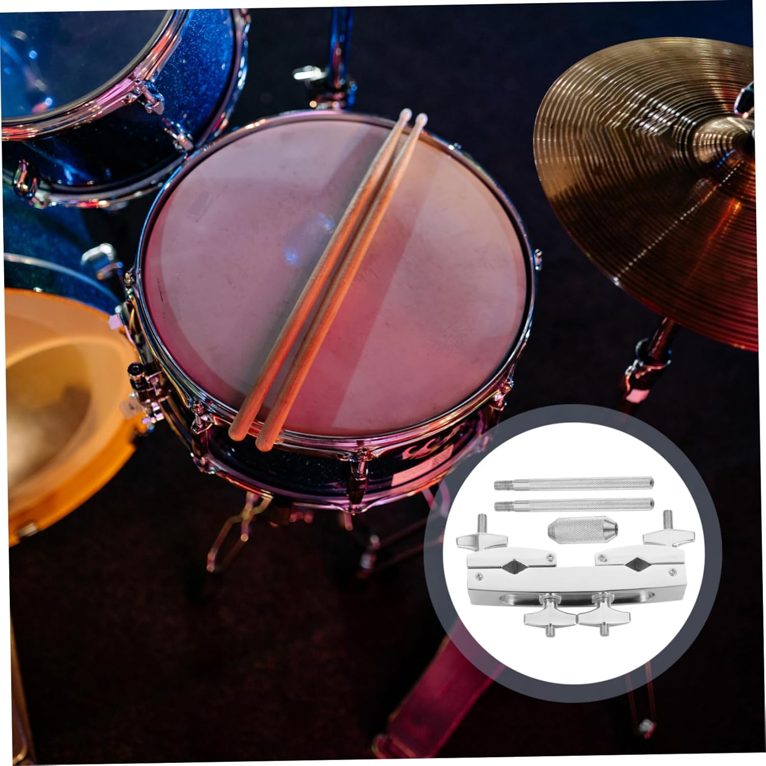VICASKY 1set Cowbell Mounting Clamp Professional Percussion Bracket for Drum Bass Drum Polished Finish Essential Multipurpose Music Instrument Holder