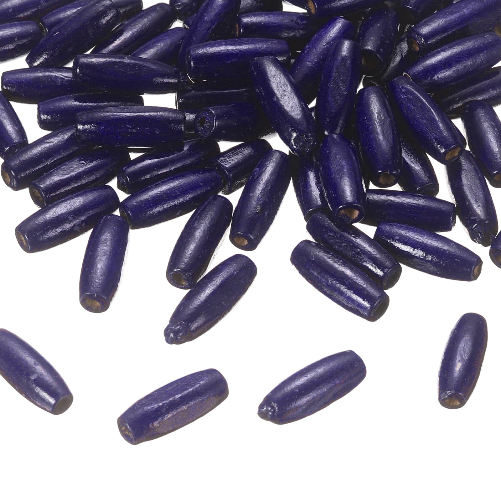 sourcing map 100 Pcs Natural Oval Wooden Beads, 8 x 22mm Macrame Wood Spacer Loose Beads with 3mm Hole for Craft DIY Jewelry Making Decor Necklace Bracelet, Purple