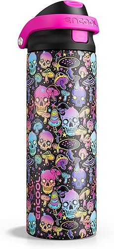 Miniatura 112 de ENCOOL - Botella aislante para agua, acero inoxidable con pajilla, mantiene el frío, tapa abatible de un solo toque, sin Bisfenol A, a prueba de